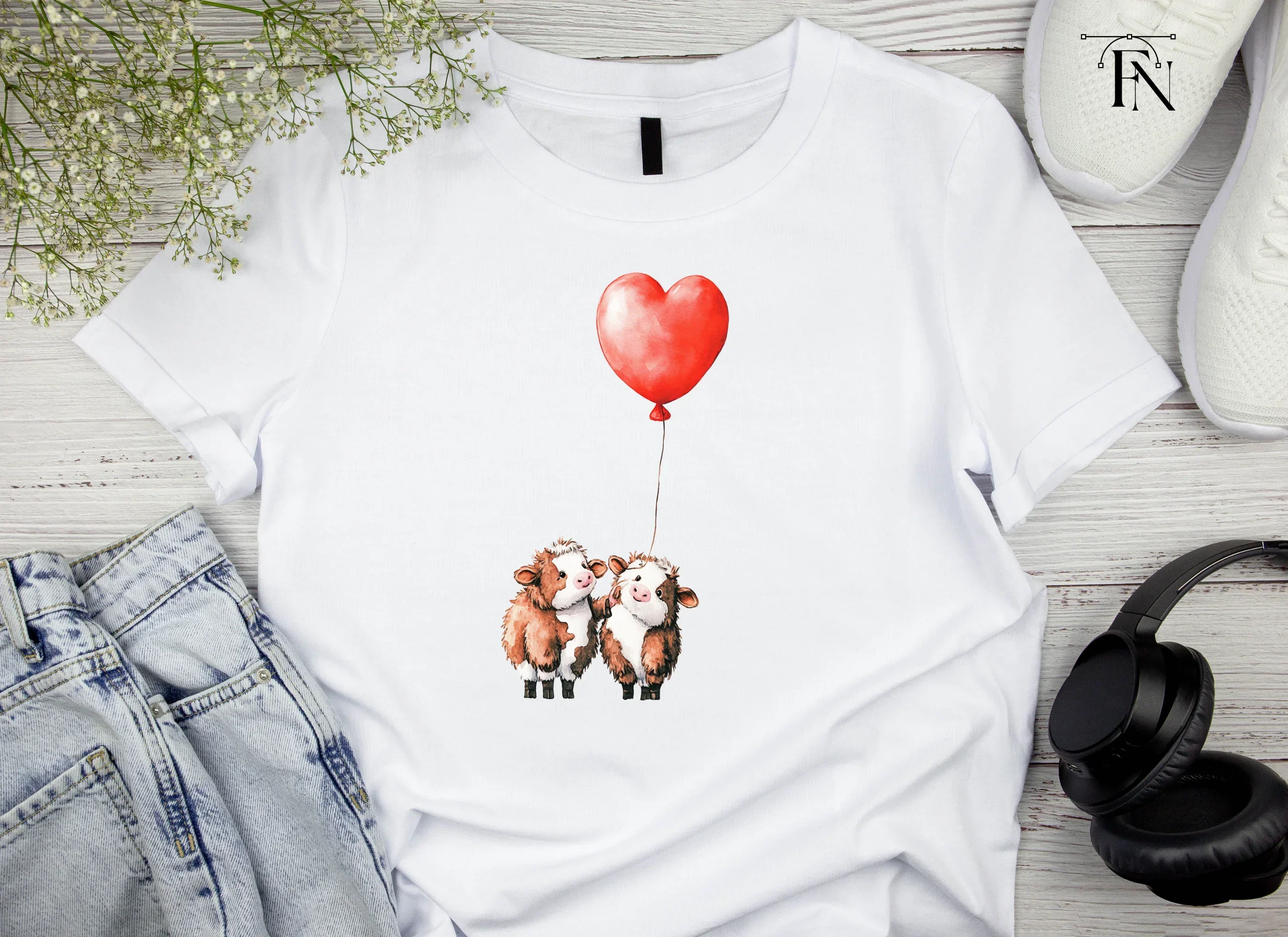 Sweet Calves with Heart Balloon Clipart Bundle - Image 4