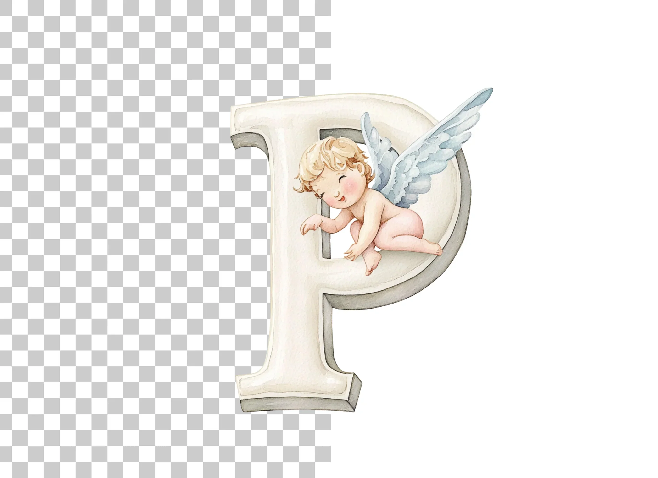 Sweet Cherub Angels Alphabet Clipart Bundle - Image 2
