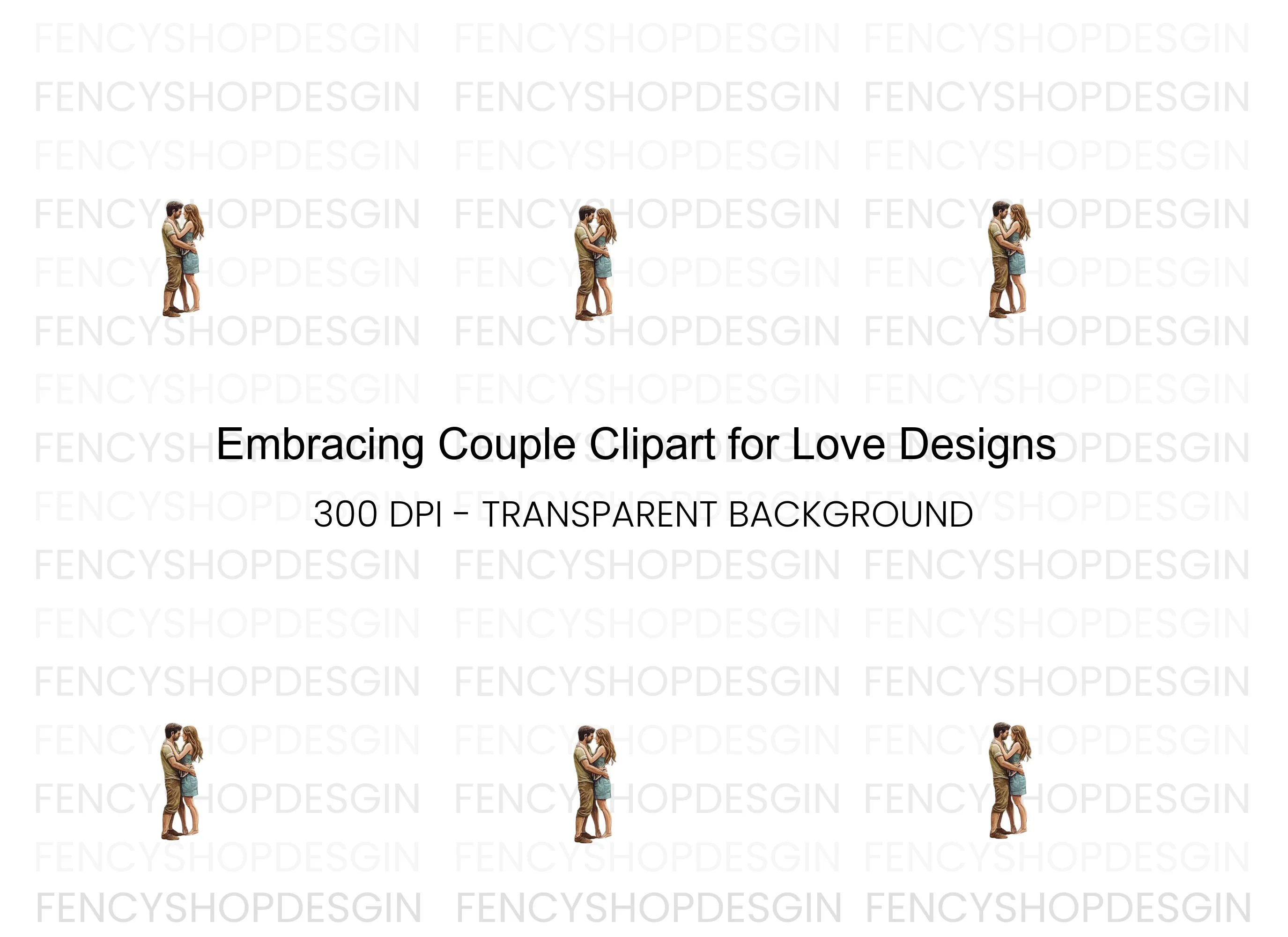 Sweet Couple Embracing Clipart Bundle