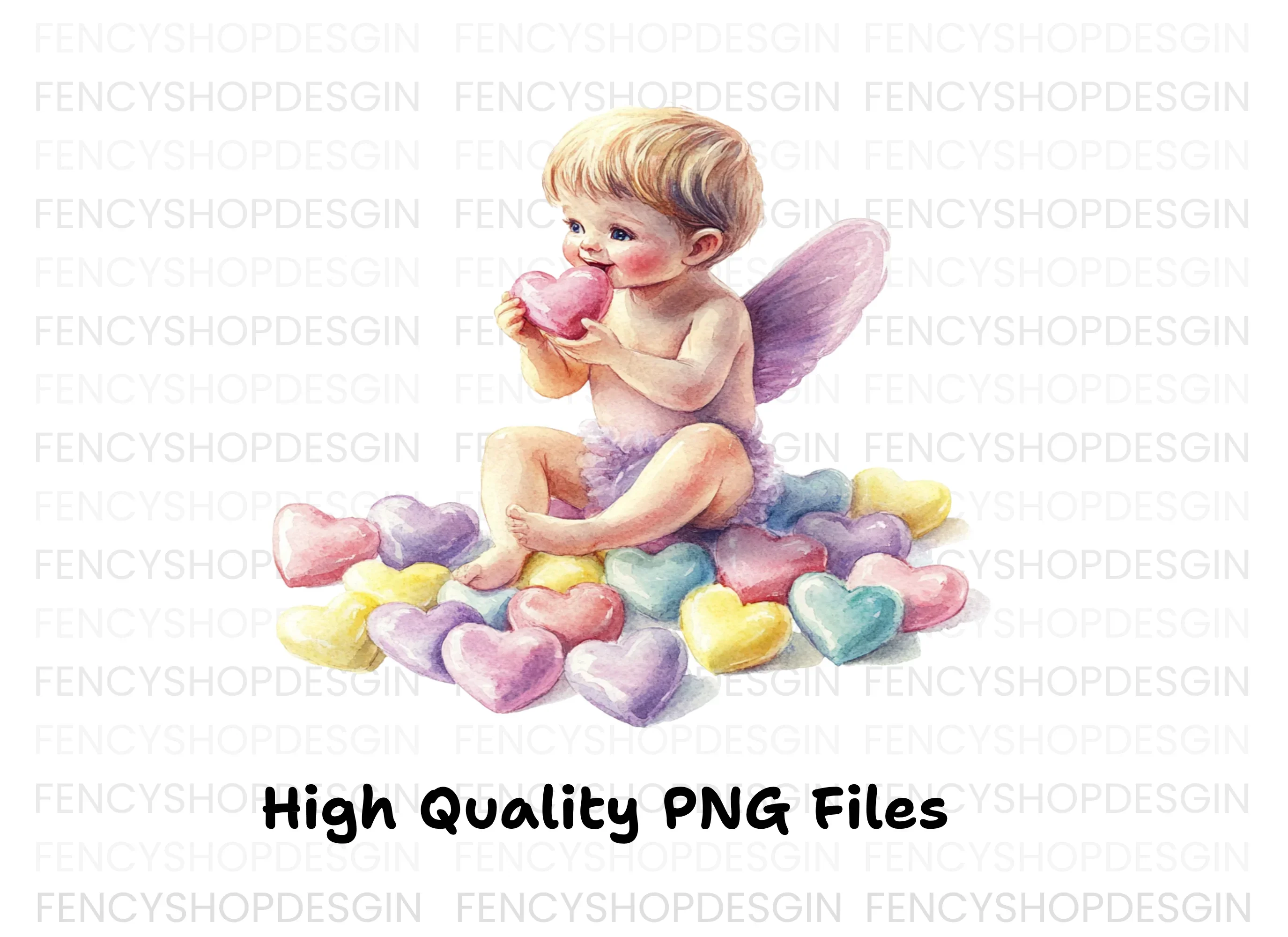 Sweet Cupid Babies with Candy Hearts Clipart Bundle - Image 2