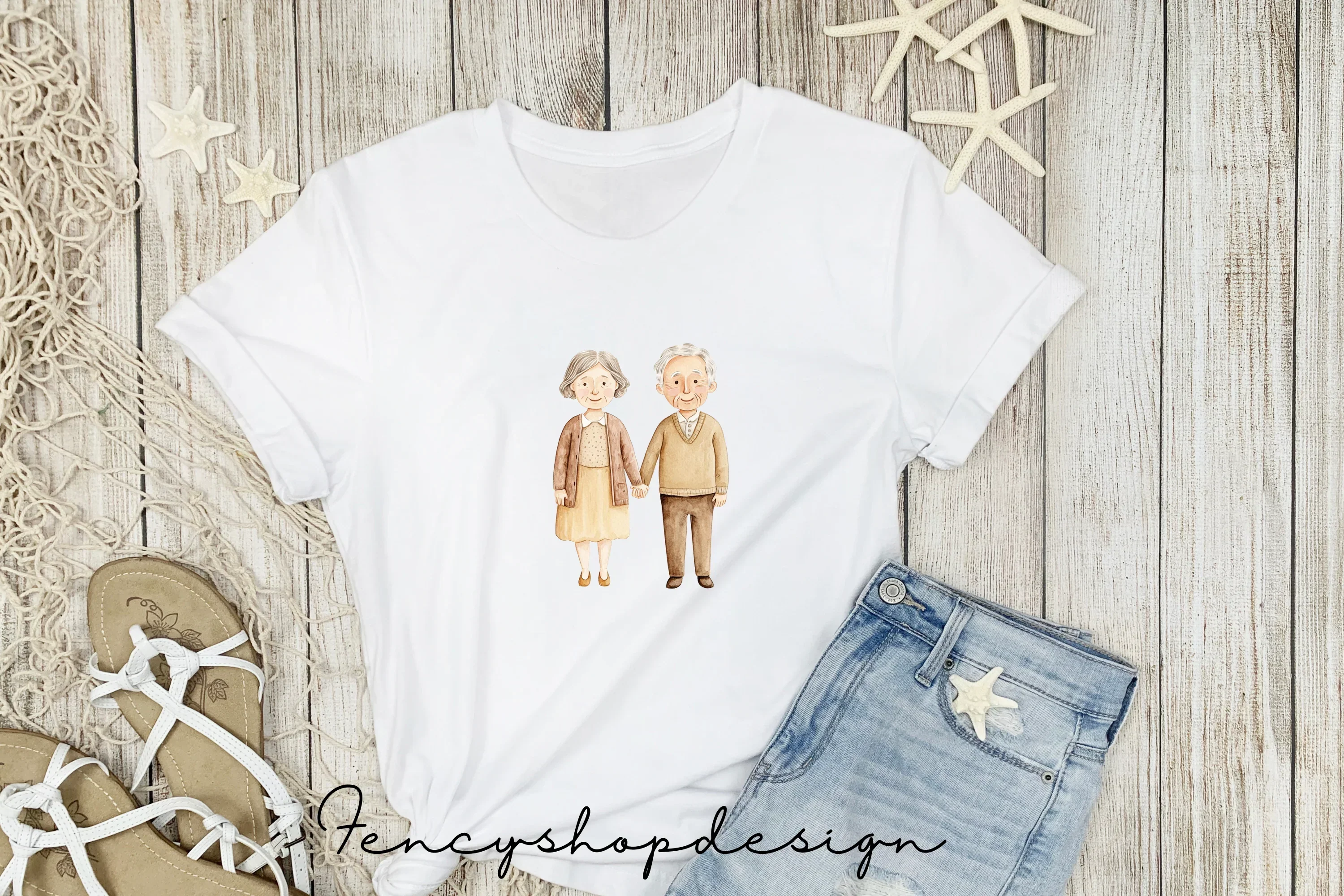 Sweet Elderly Couple Wedding Love Clipart Bundle - Image 5