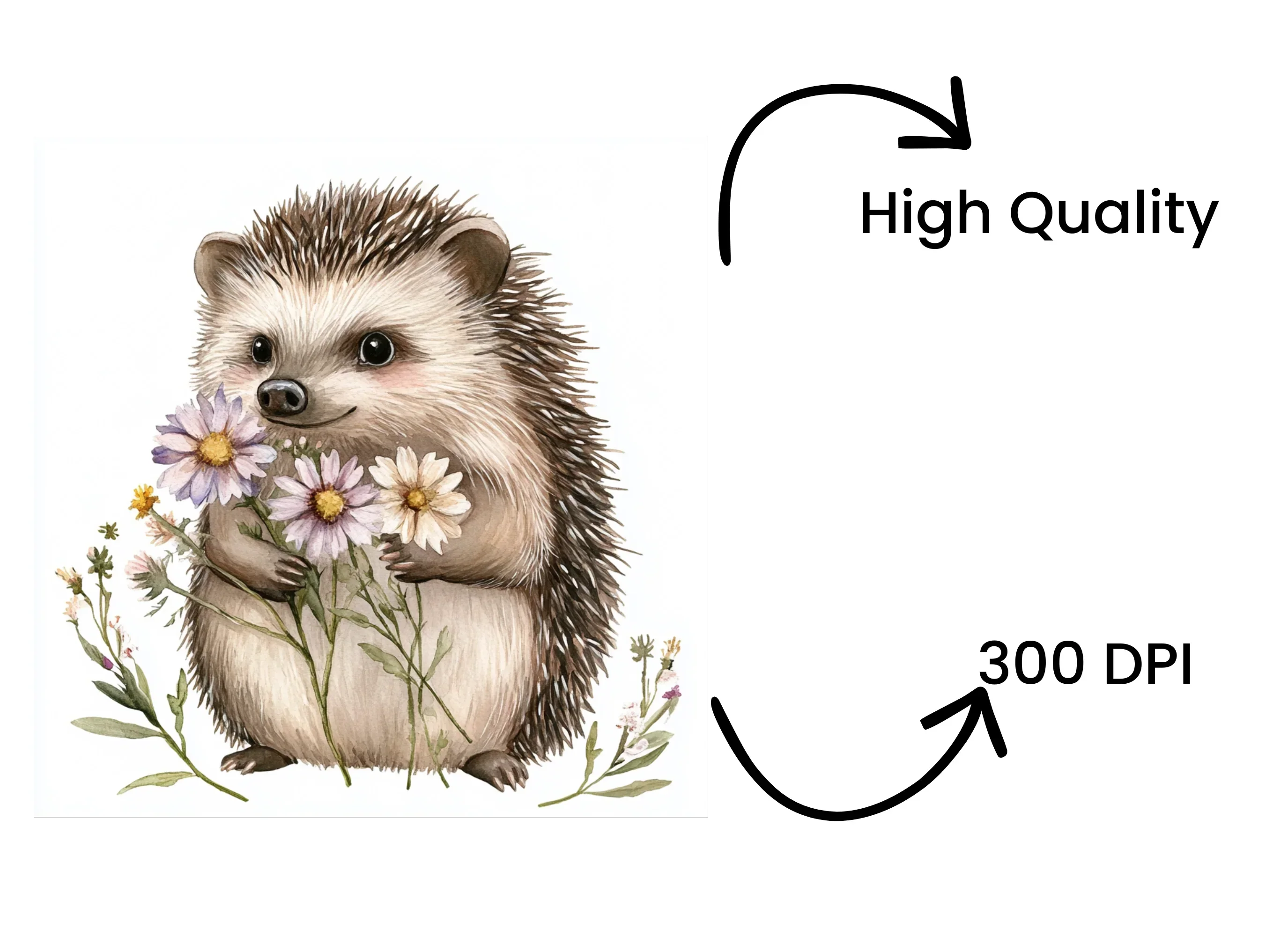 Sweet Hedgehog Floral Clipart Bundle - Image 4