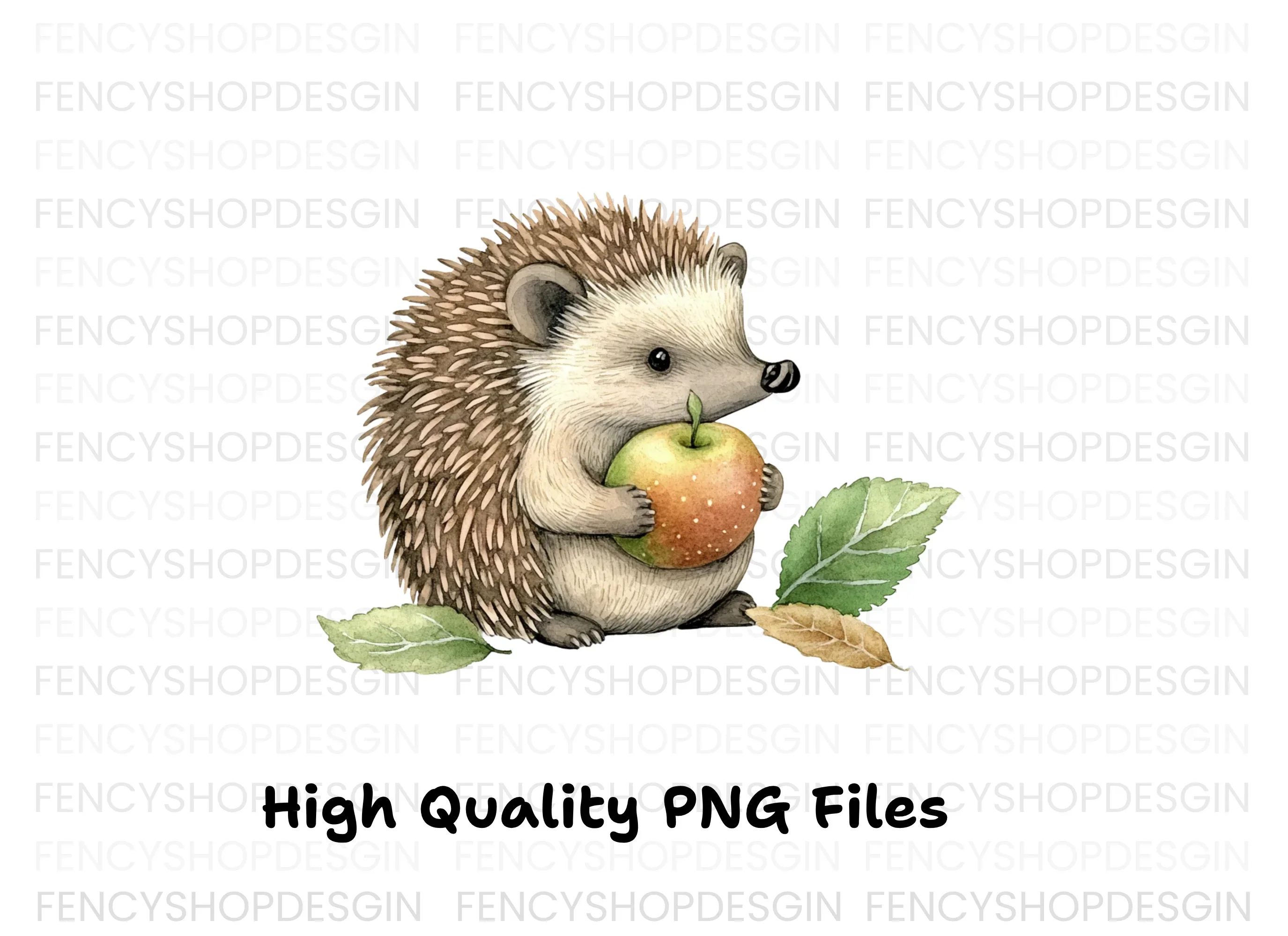 Sweet Hedgehog Holding Apple Clipart Bundle - Image 3