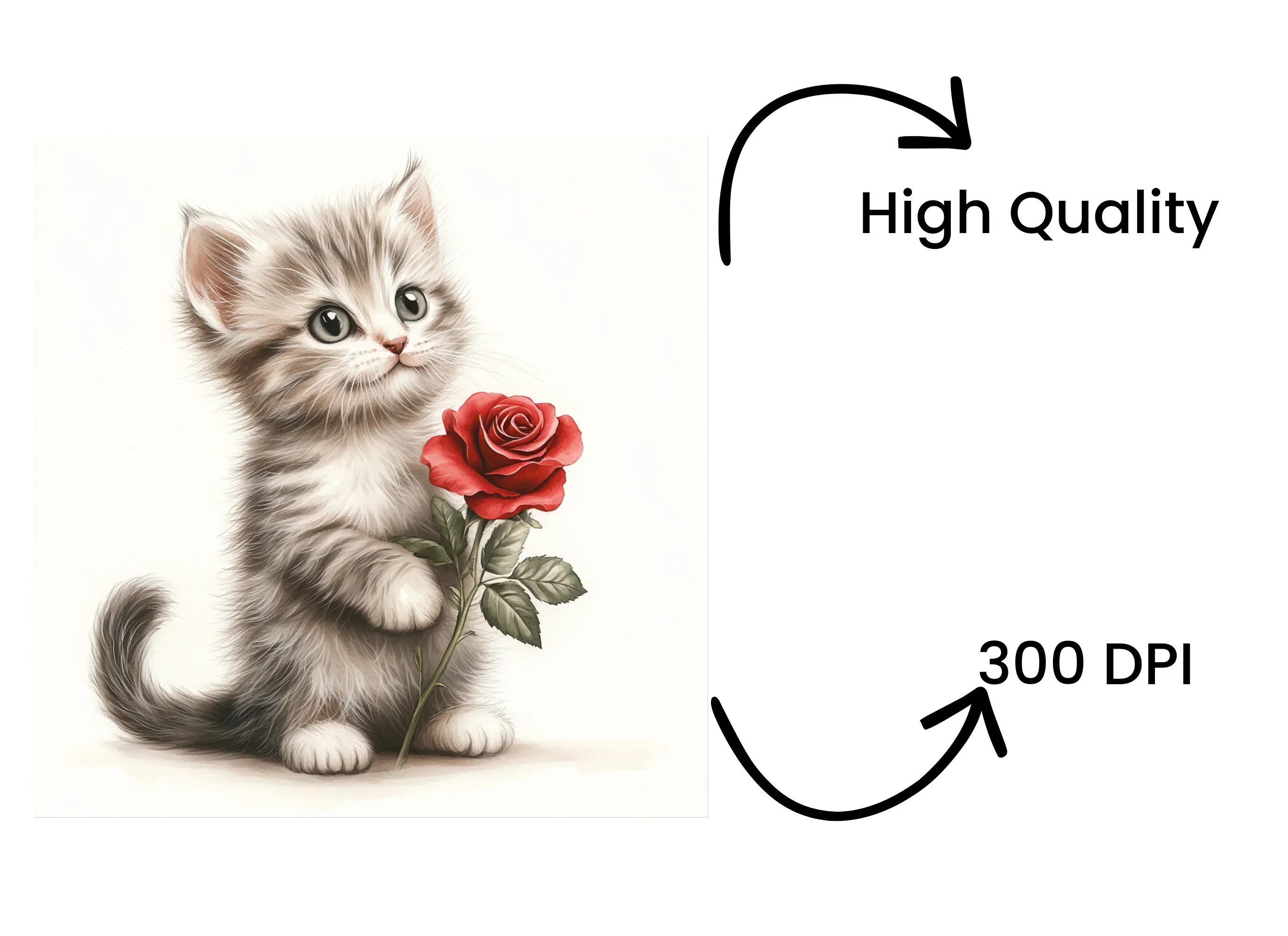 Sweet Kittens with Red Roses Clipart Bundle - Image 4