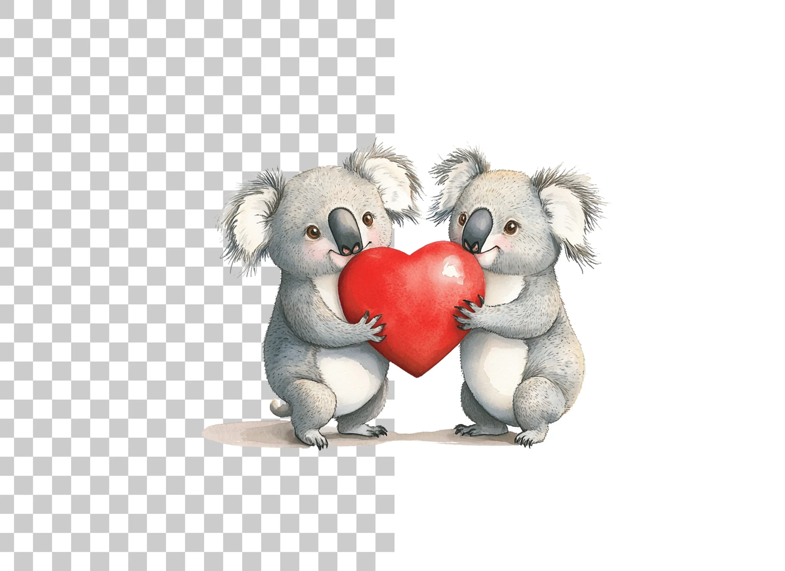 Sweet Koala Couple Holding Red Heart Clipart Bundle - Image 2