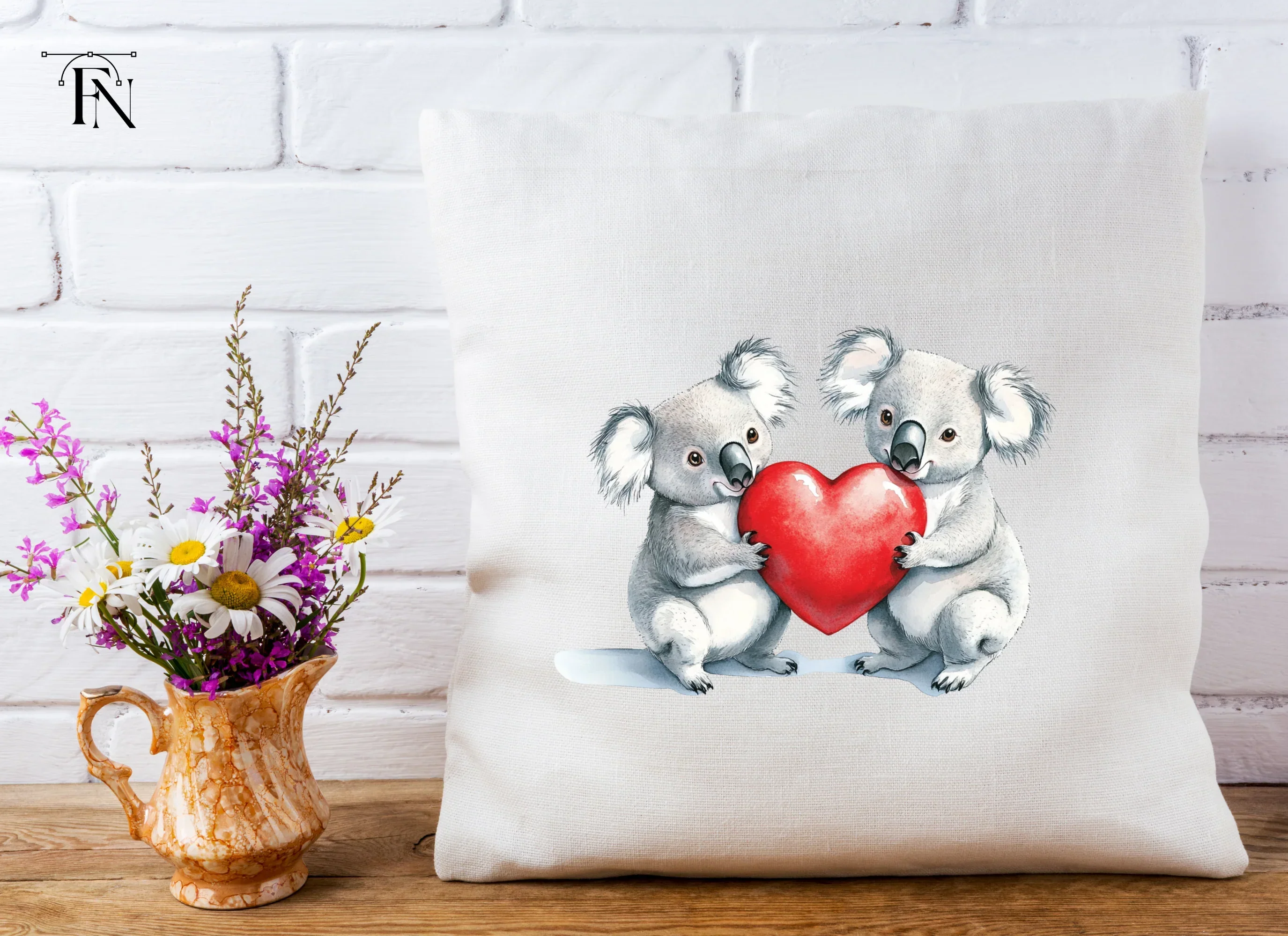 Sweet Koala Couple Holding Red Heart Clipart Bundle - Image 5