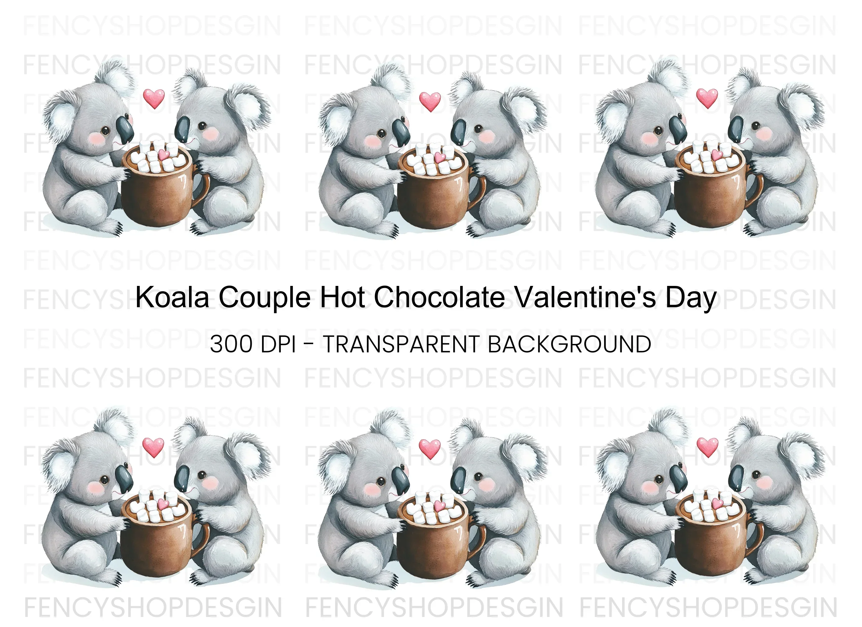 Sweet Koalas Sharing Hot Chocolate Clipart Bundle