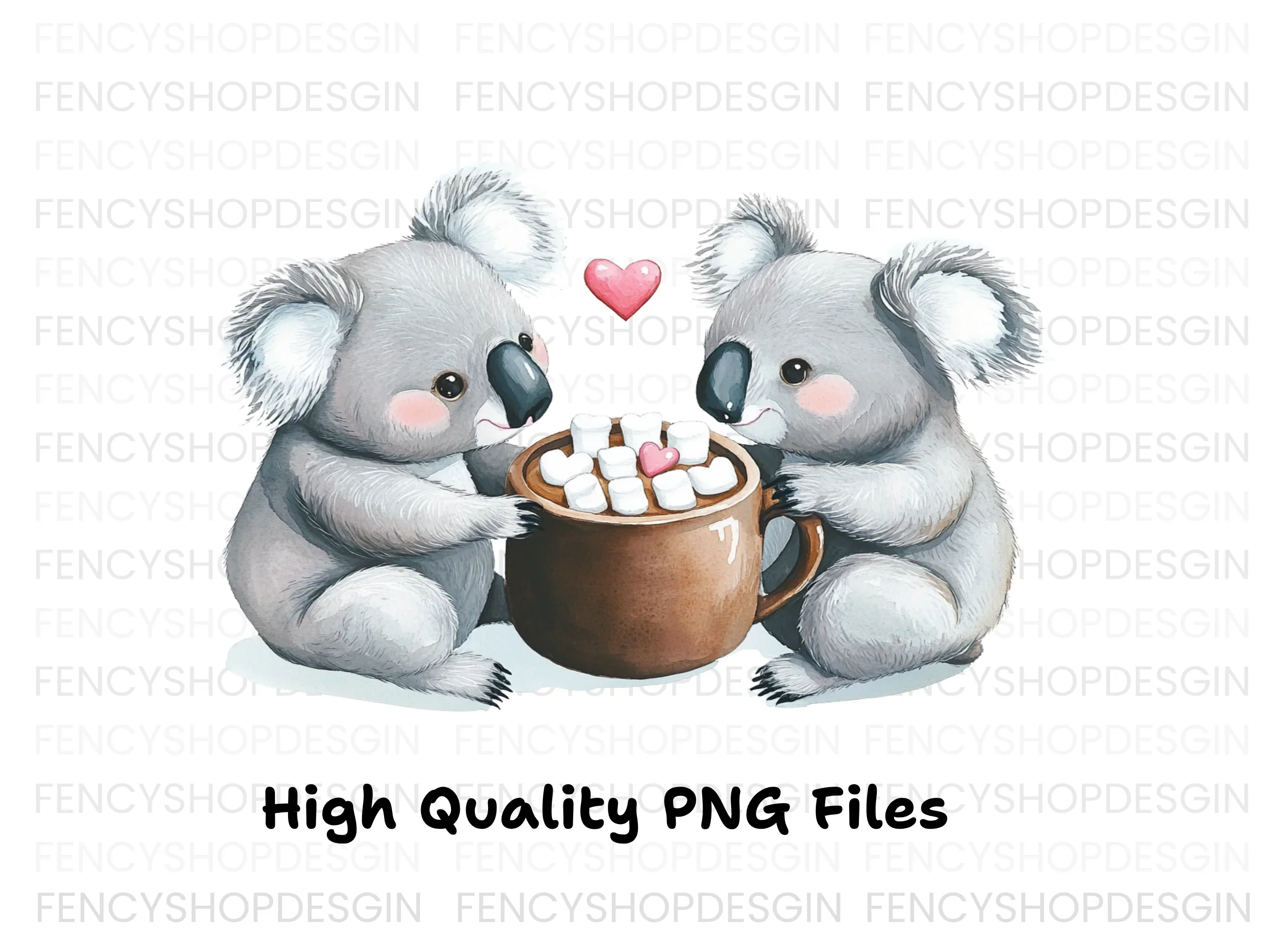 Sweet Koalas Sharing Hot Chocolate Clipart Bundle - Image 3