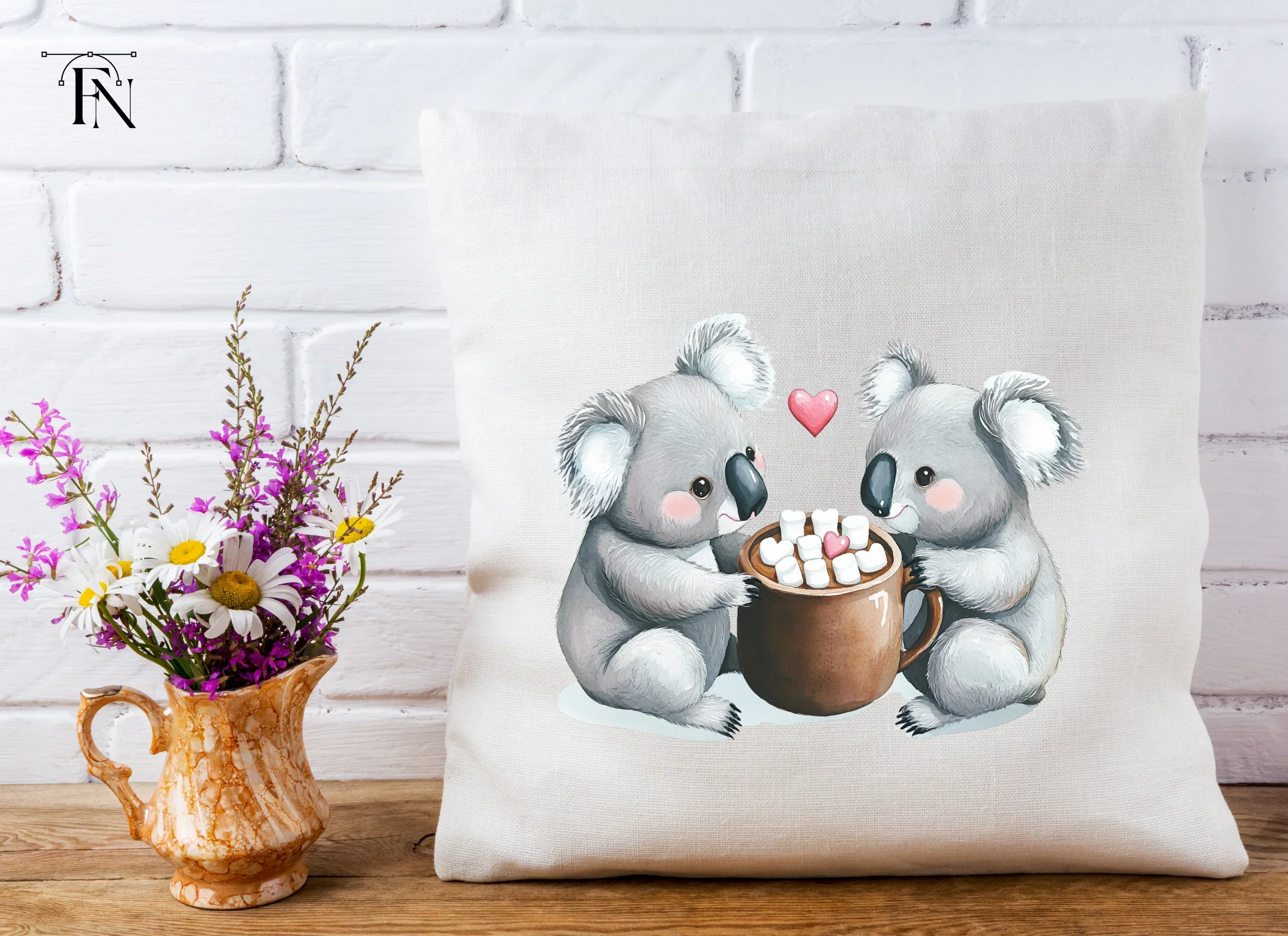 Sweet Koalas Sharing Hot Chocolate Clipart Bundle - Image 5