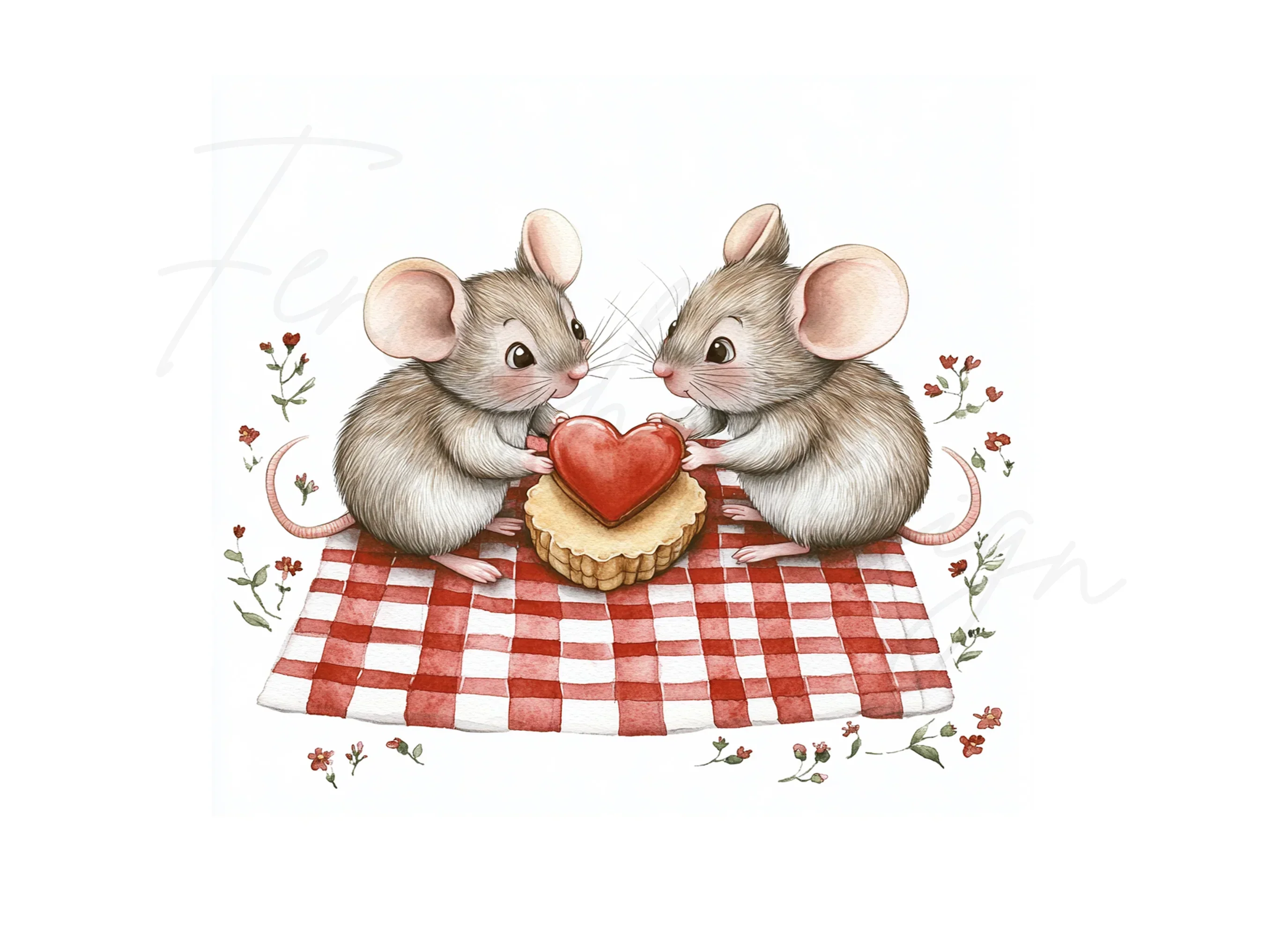 Sweet Mouse Couple Picnic Clipart Bundle - Image 3