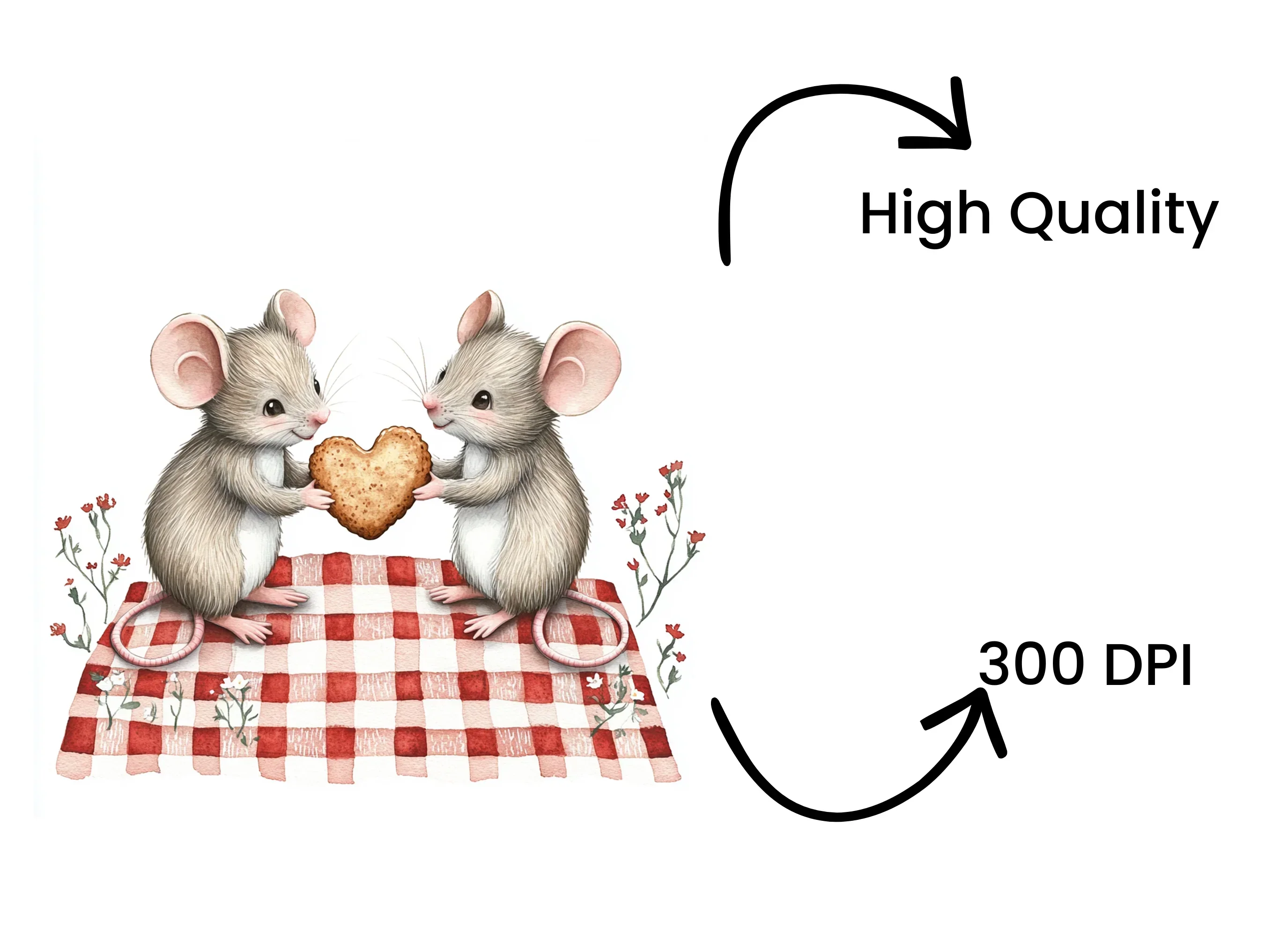 Sweet Mouse Couple Picnic Clipart Bundle - Image 4