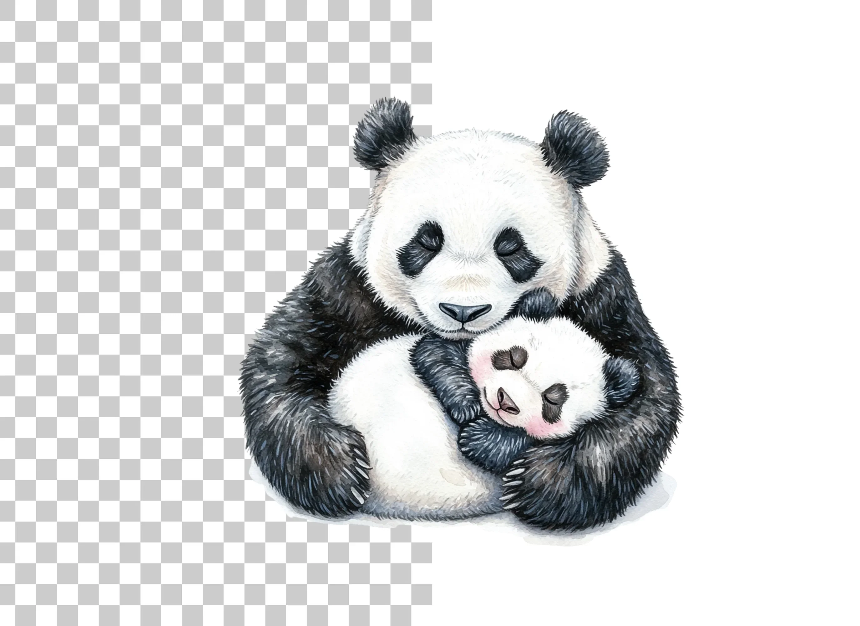 Sweet Panda Mom and Baby Clipart Bundle - Image 2