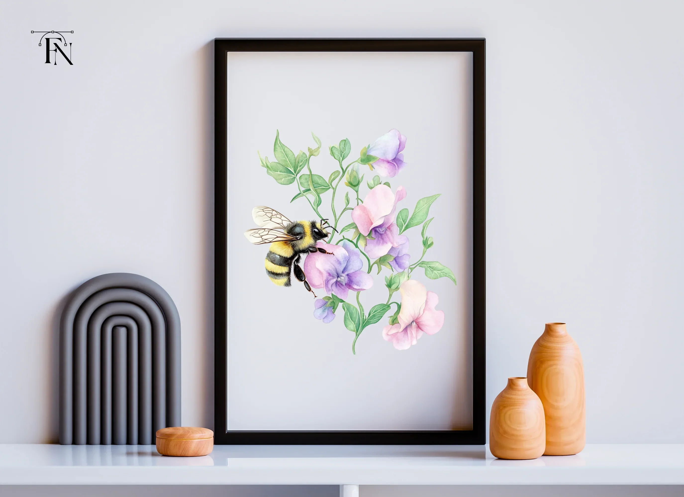 Sweet Pea Flowers with Bumblebees Clipart Bundle - Image 3