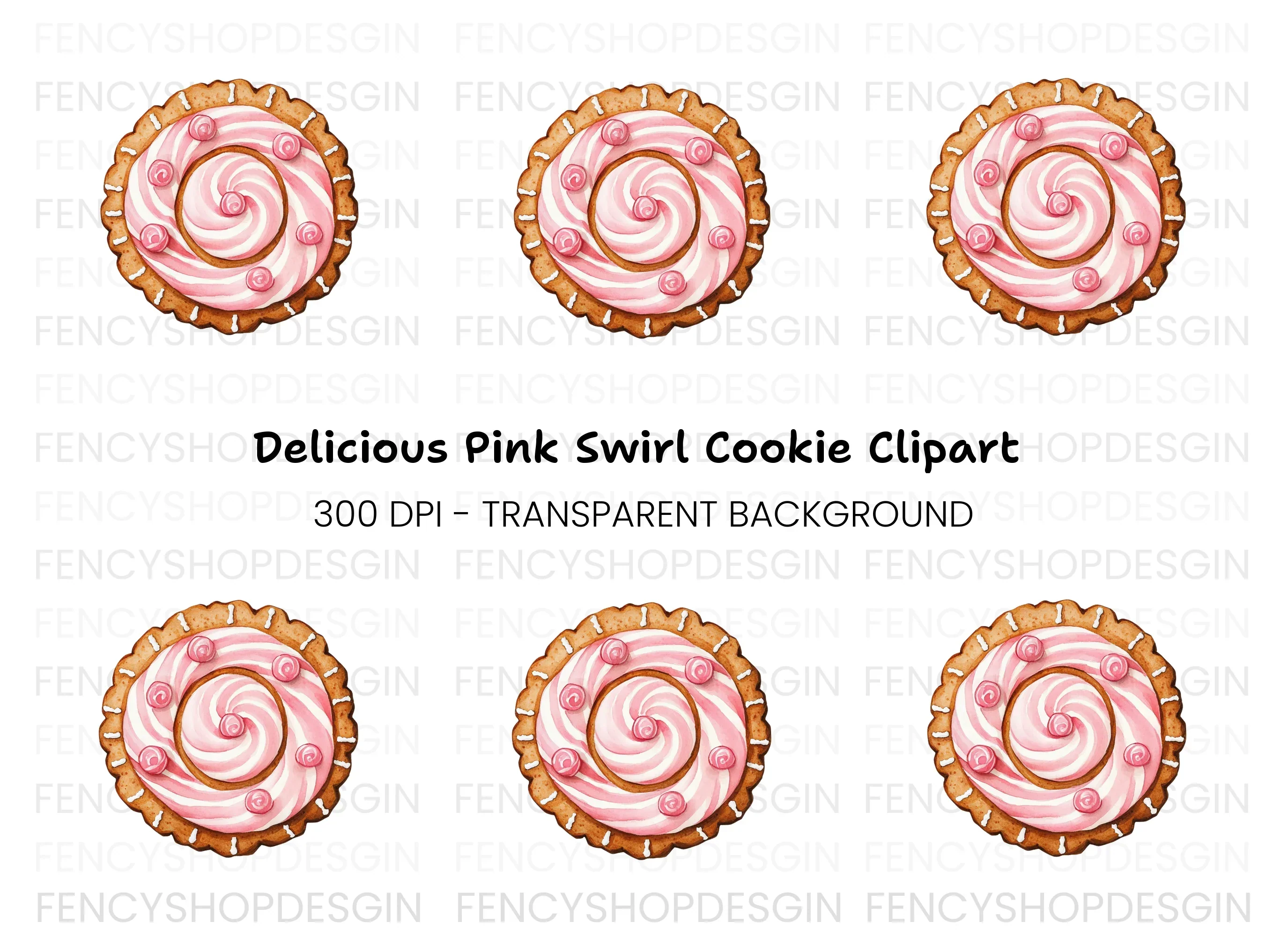 Sweet Pink Swirl Cookie Clipart Bundle