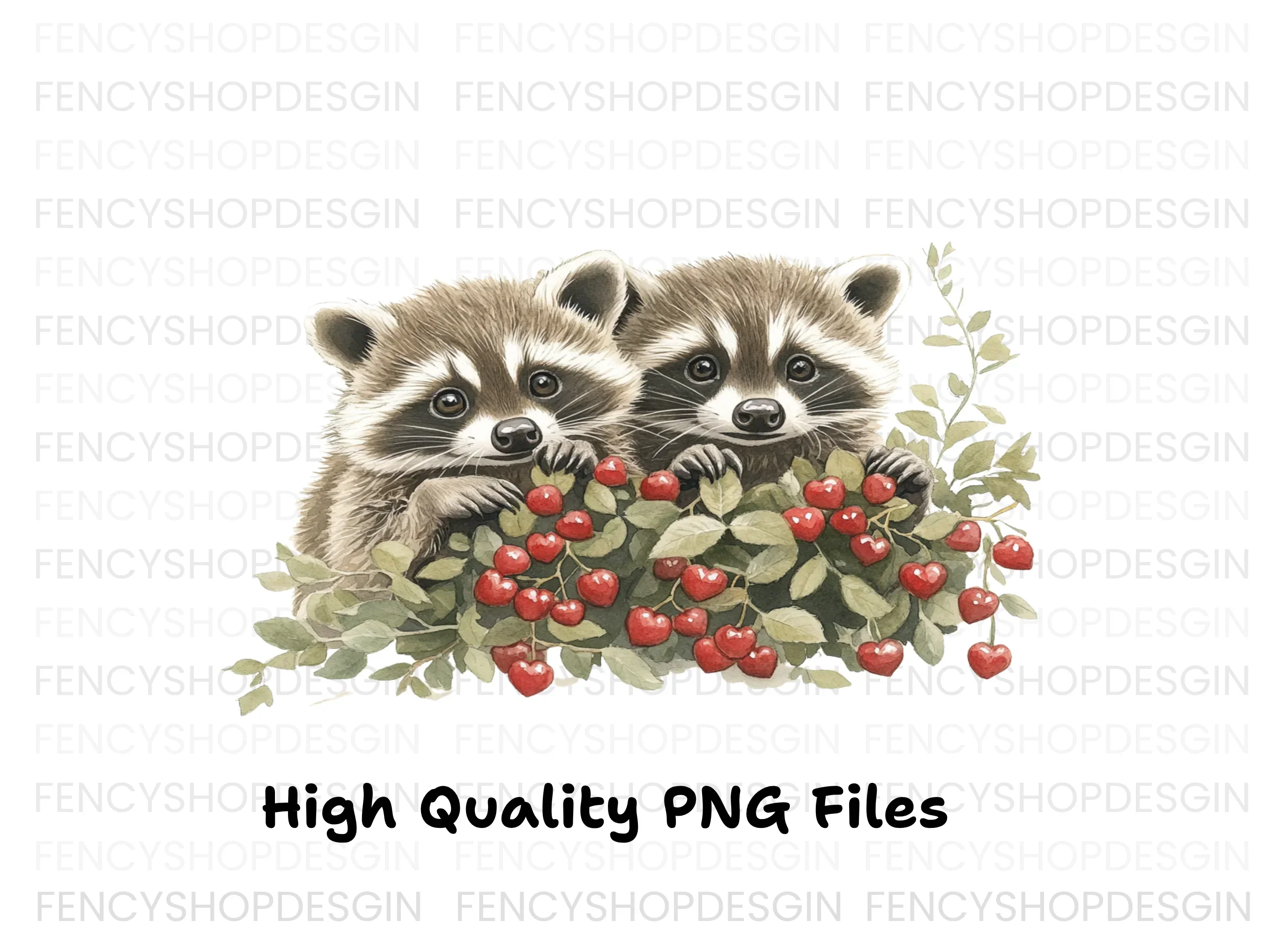 Sweet Raccoons with Berries Clipart Bundle - Image 3