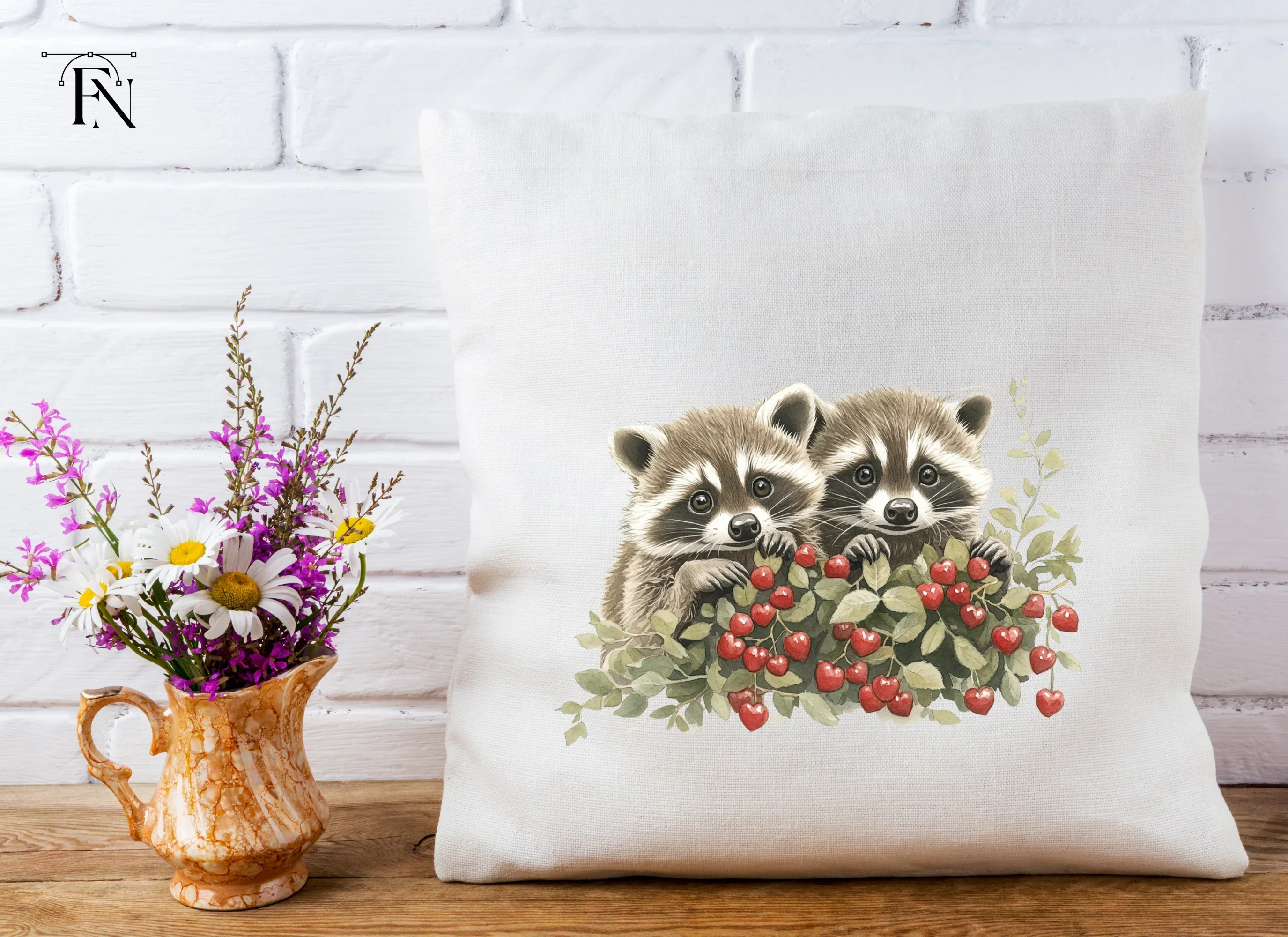 Sweet Raccoons with Berries Clipart Bundle - Image 5