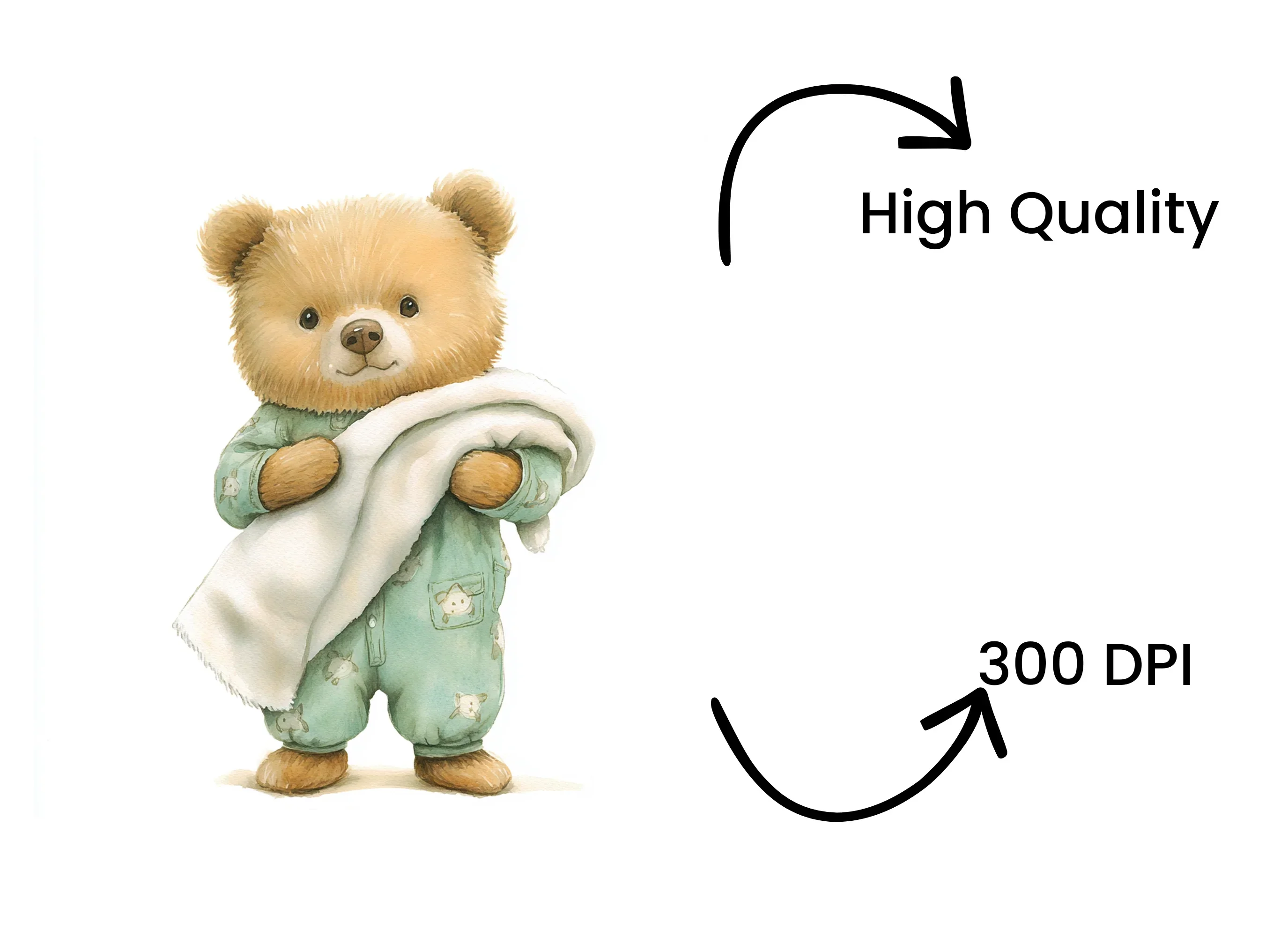 Sweet Teddy Bear with Blanket Clipart Bundle - Image 4