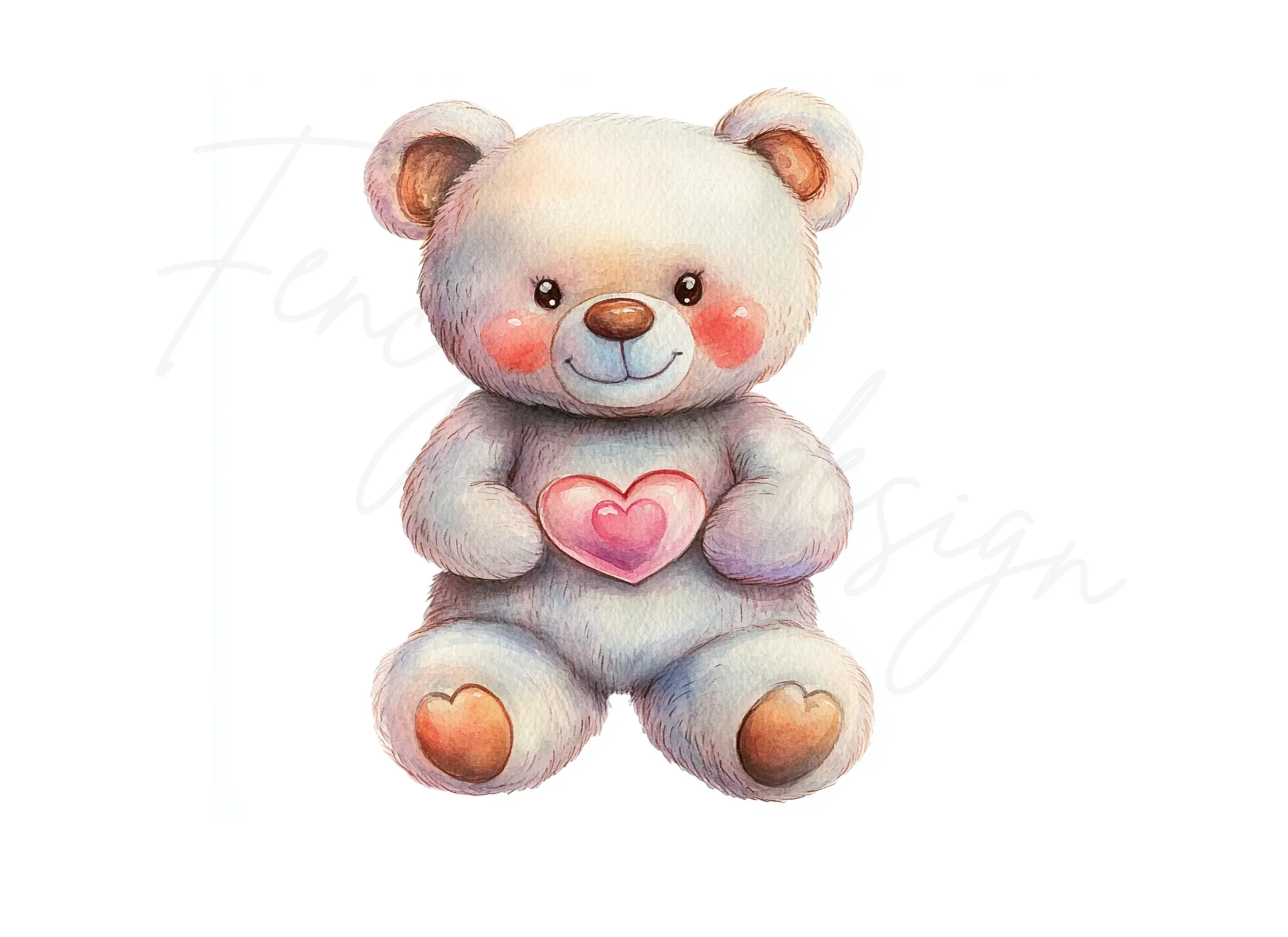 Sweet Teddy Bears Holding Hearts Clipart Bundle - Image 2
