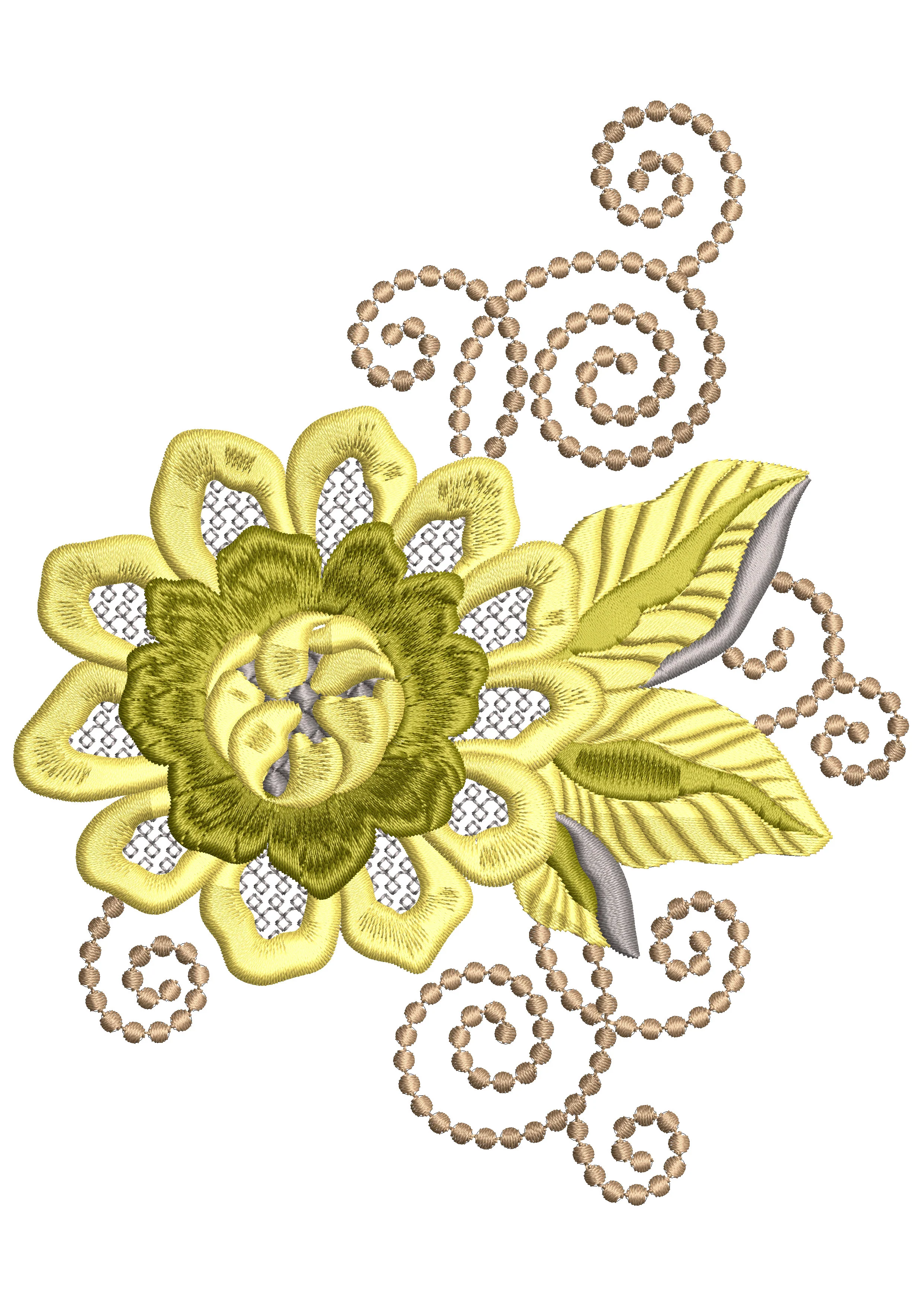 Swiral Flower Embroidery Design