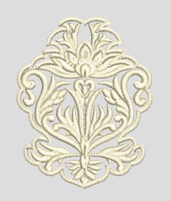Symmetrical Stylized Floral Motif Embroidery Design