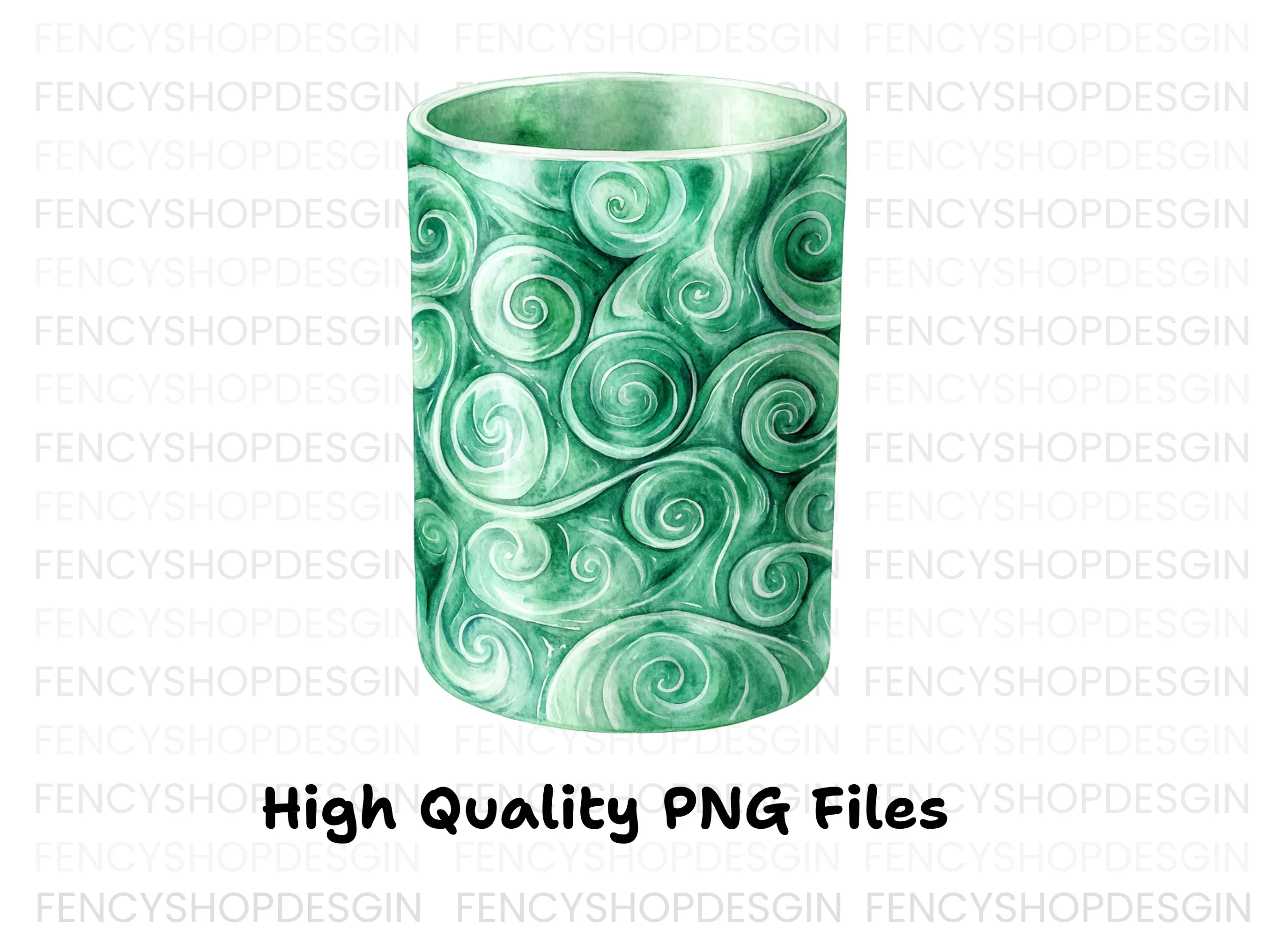 Tall Green Jade Swirl Pattern Clipart Bundle - Image 2