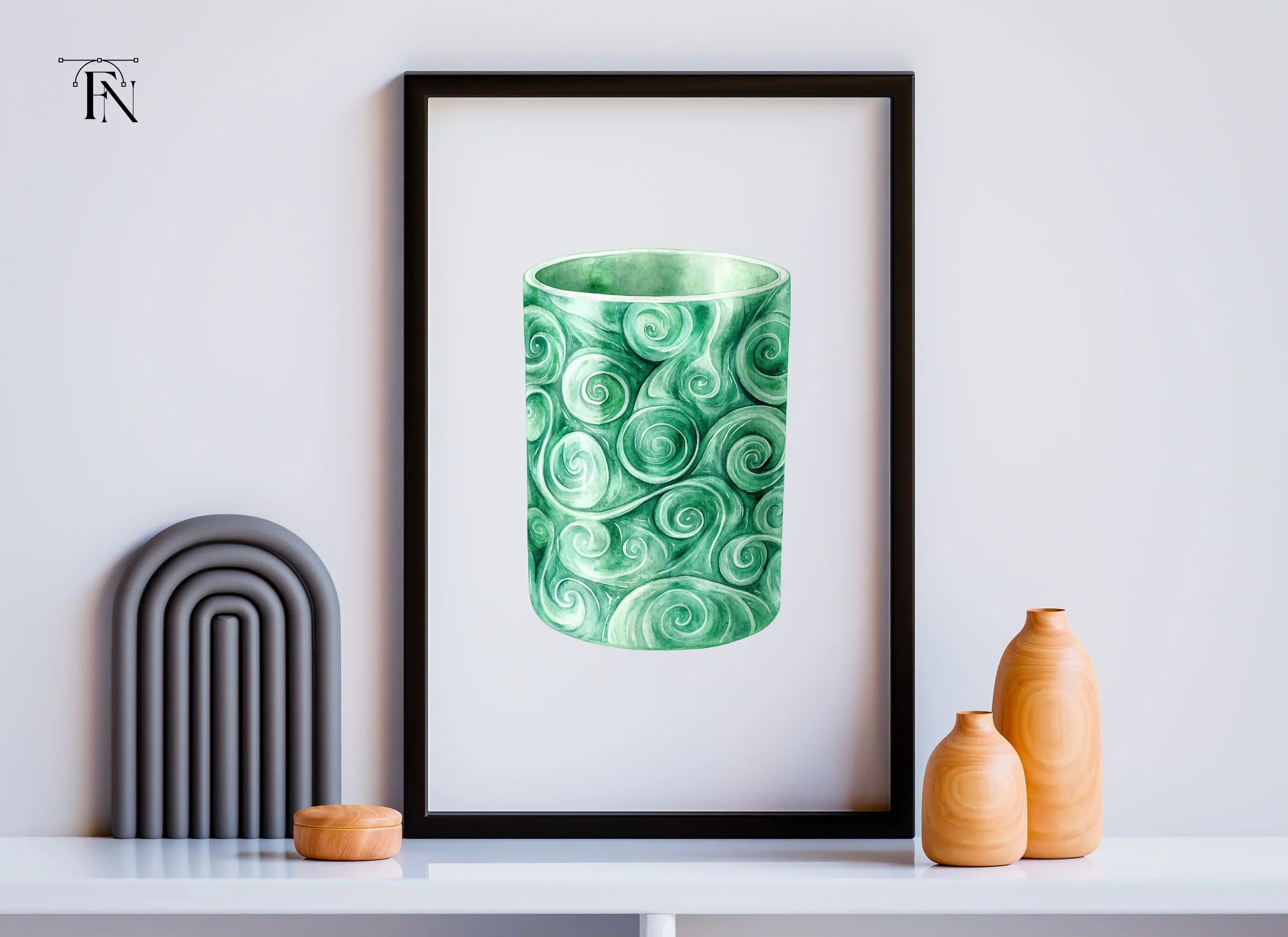 Tall Green Jade Swirl Pattern Clipart Bundle - Image 5