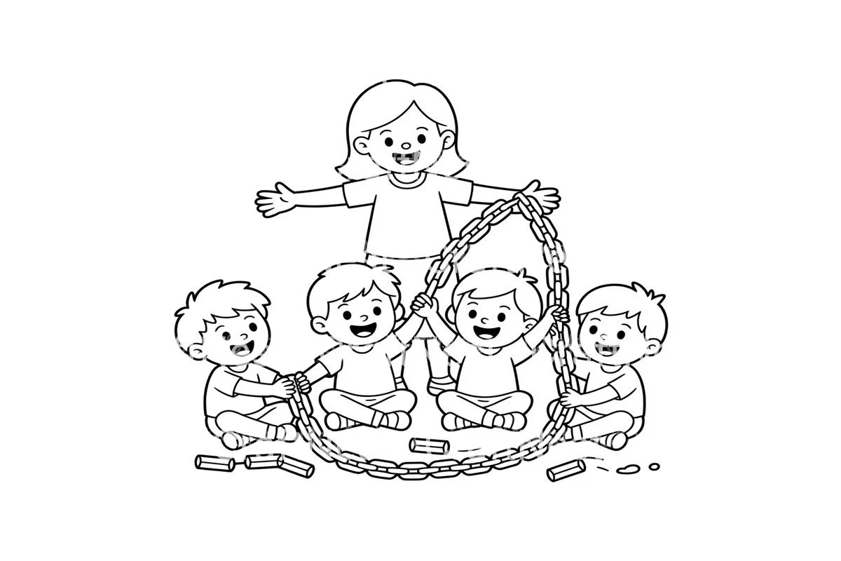 Teacher and Kids Playing Coloring Books - Image 3