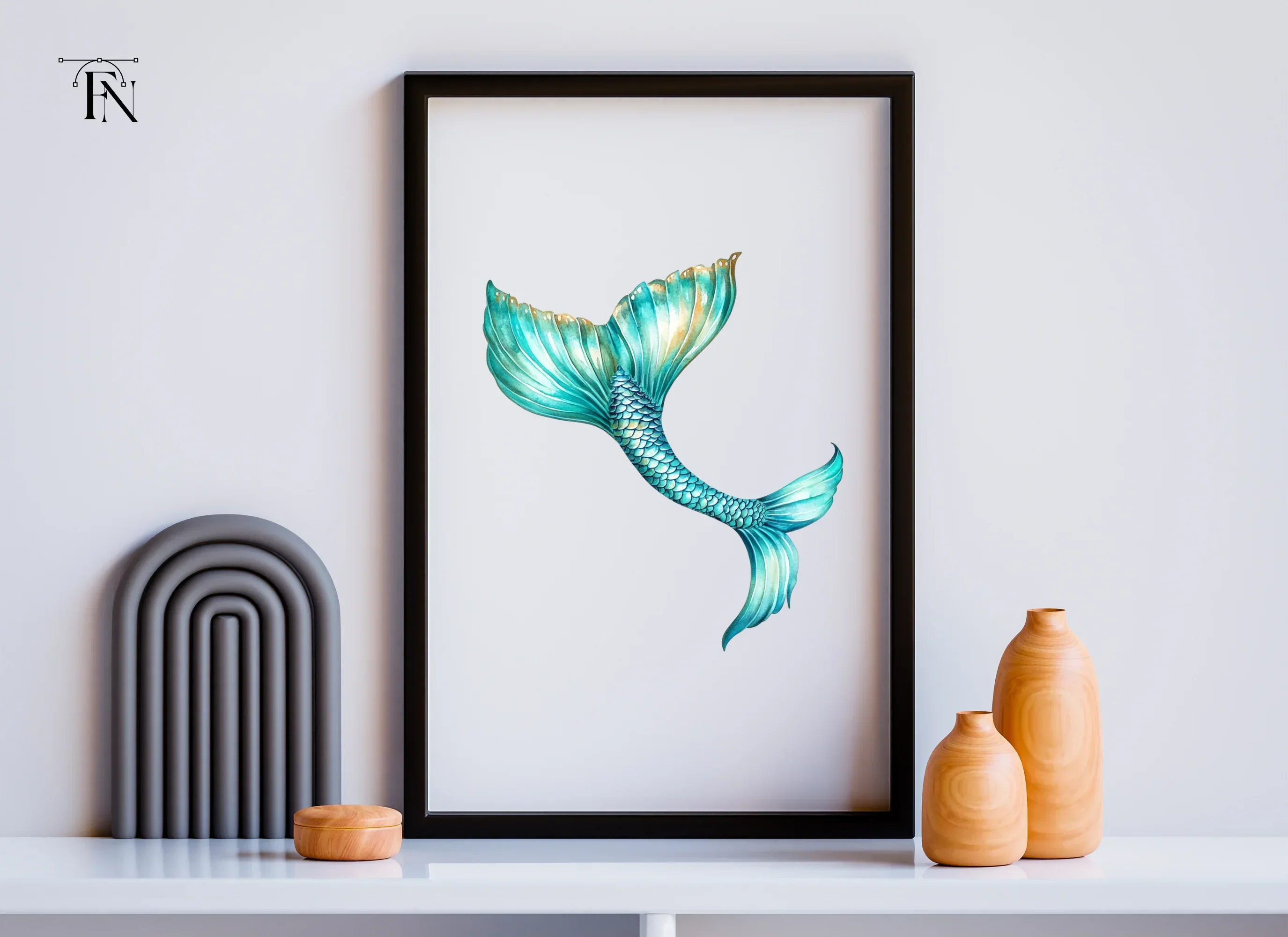 Teal and Gold Mermaid Tail Clipart Bundle - Image 6
