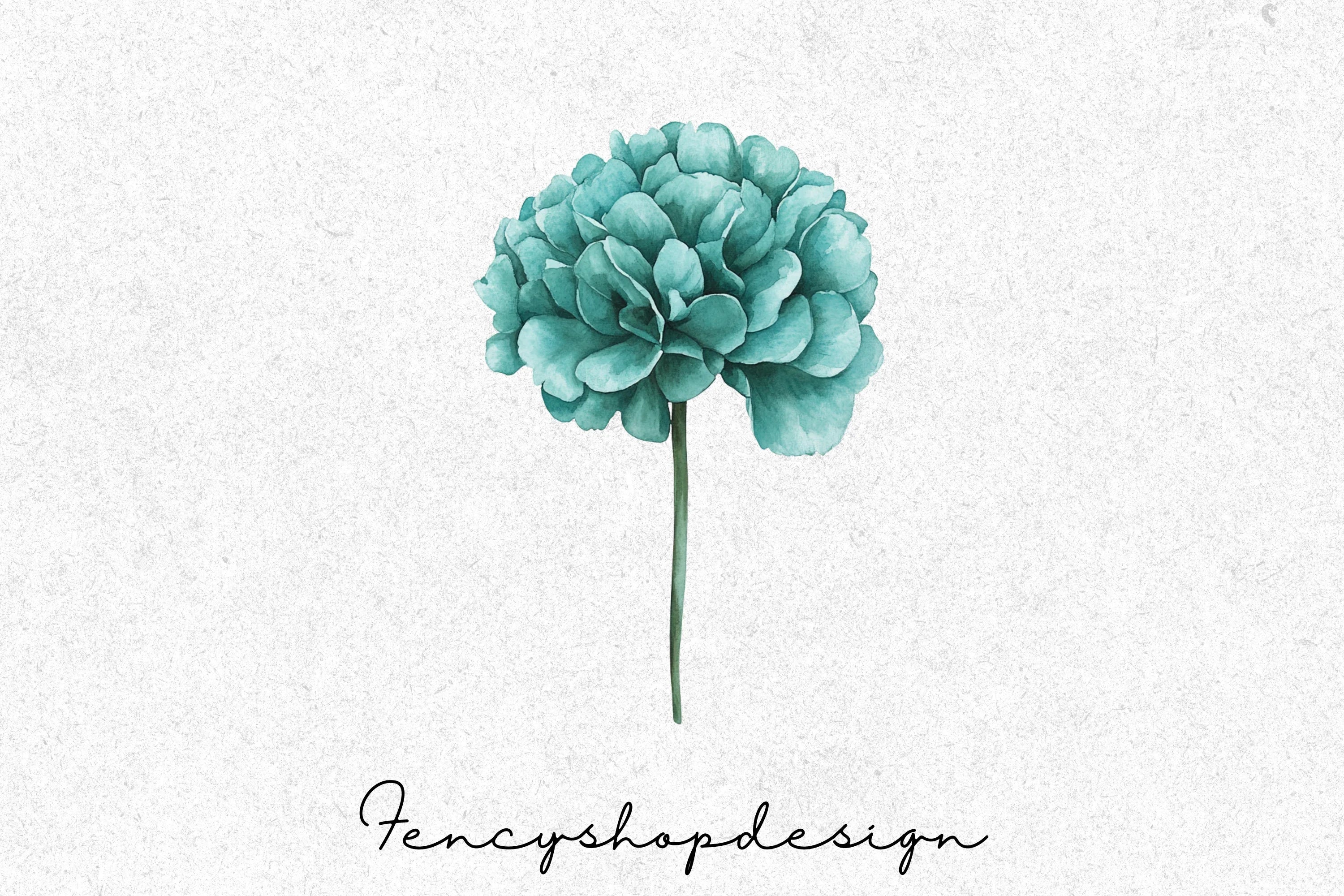 Teal Blue Floral Clipart Bundle - Image 4