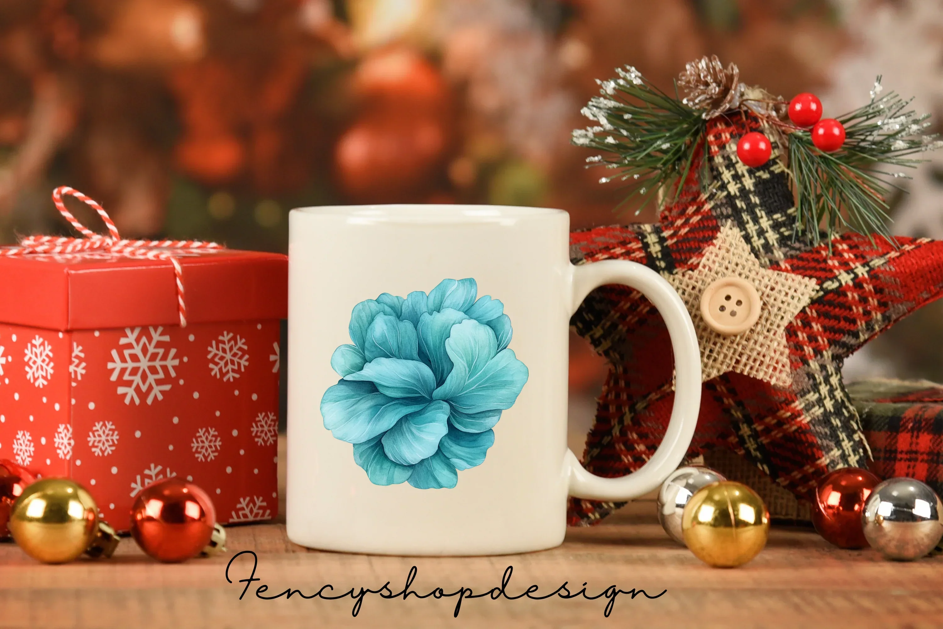 Teal Blue Floral Clipart Bundle - Image 7