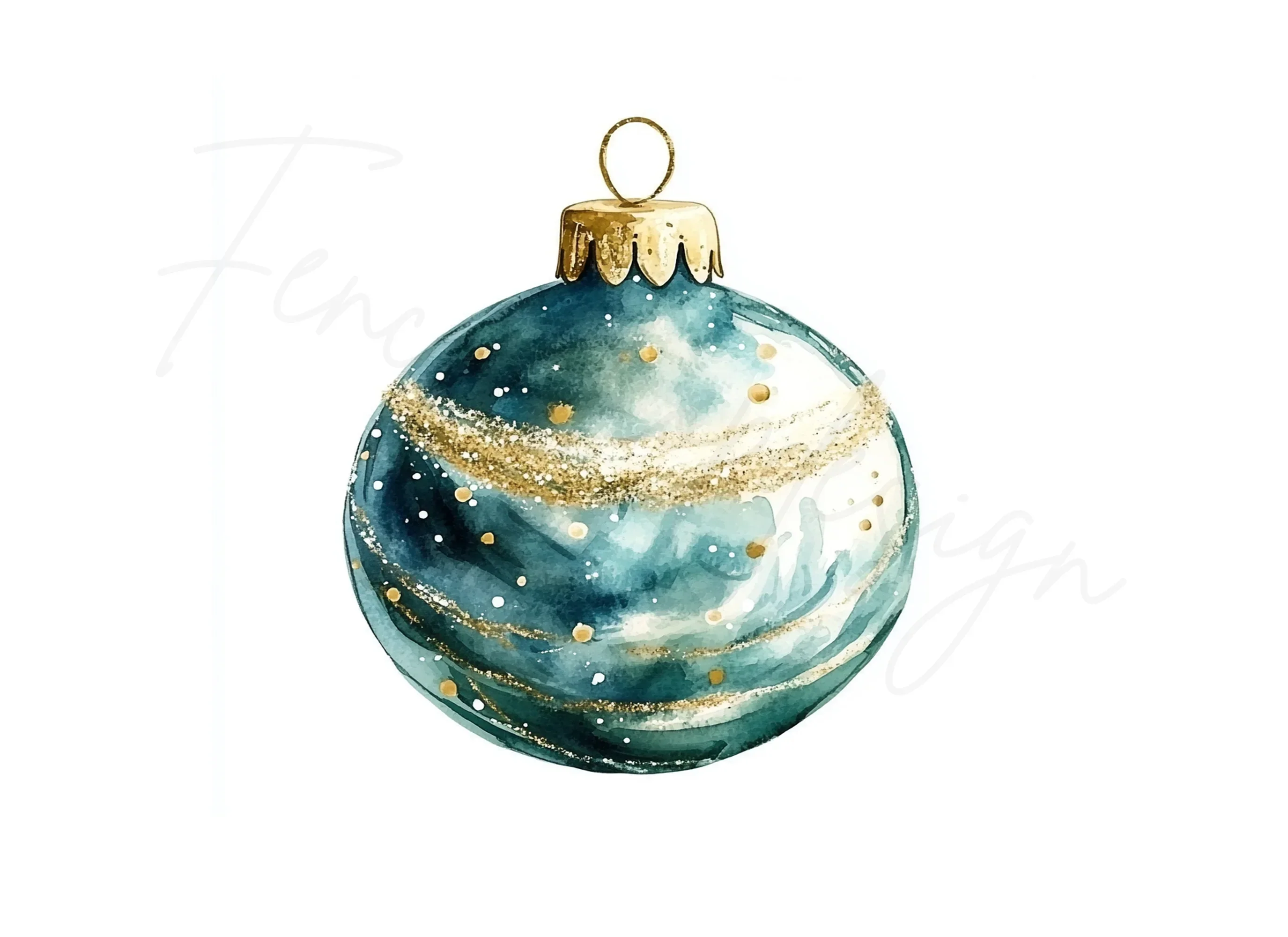 Teal Christmas Ornaments Clipart Bundle - Image 2