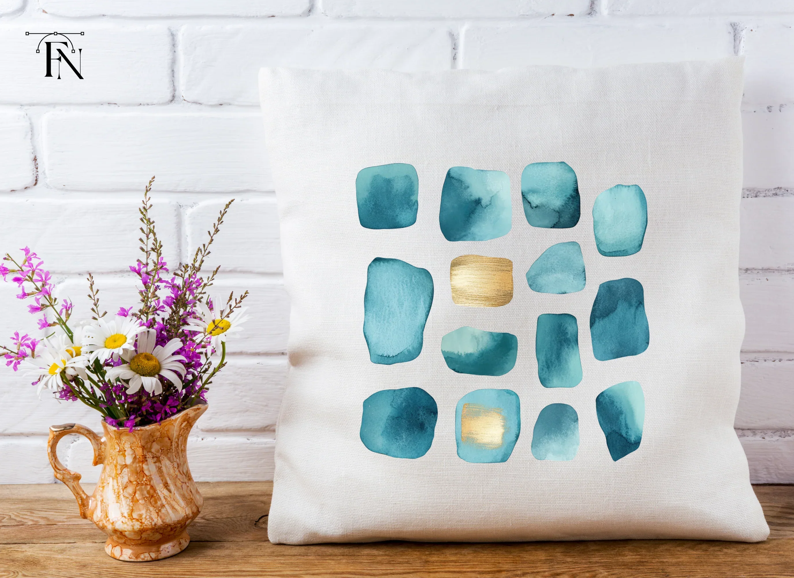 Teal Gold Abstract Shapes Clipart Bundle - Image 5
