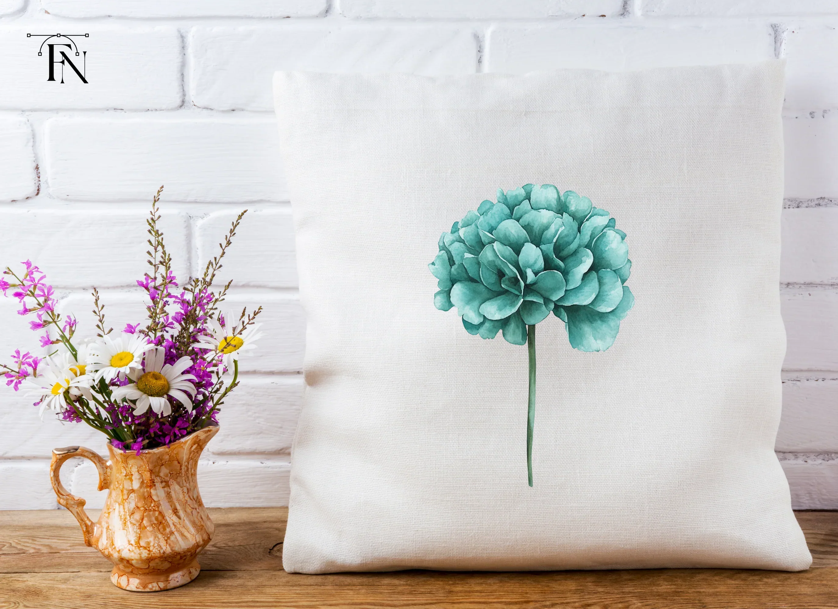 Teal Peony Flower Clipart Bundle - Image 5
