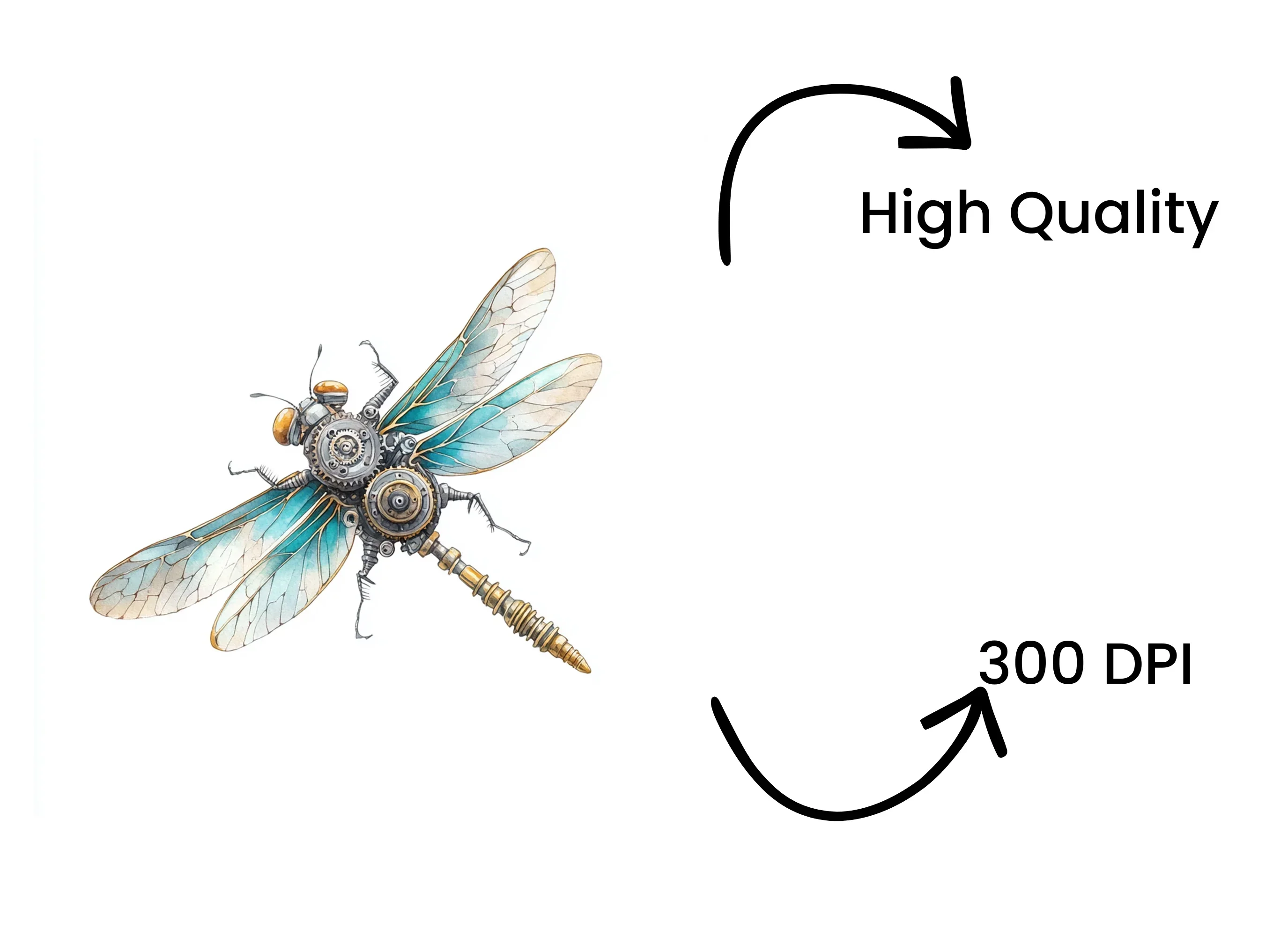 Teal Steampunk Dragonfly Clipart Bundle - Image 4