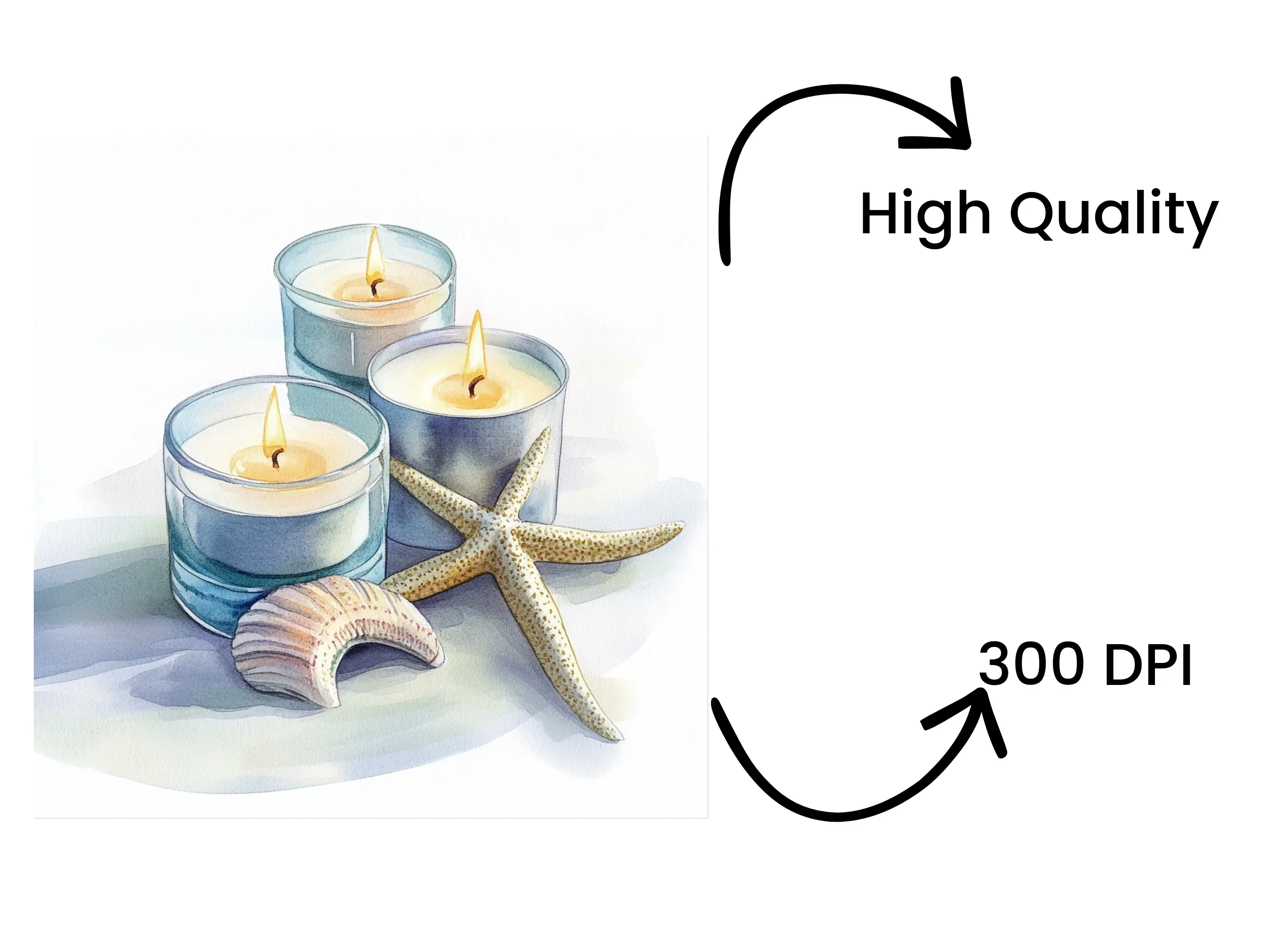 Tealight Candles and Starfish Clipart Bundle - Image 4