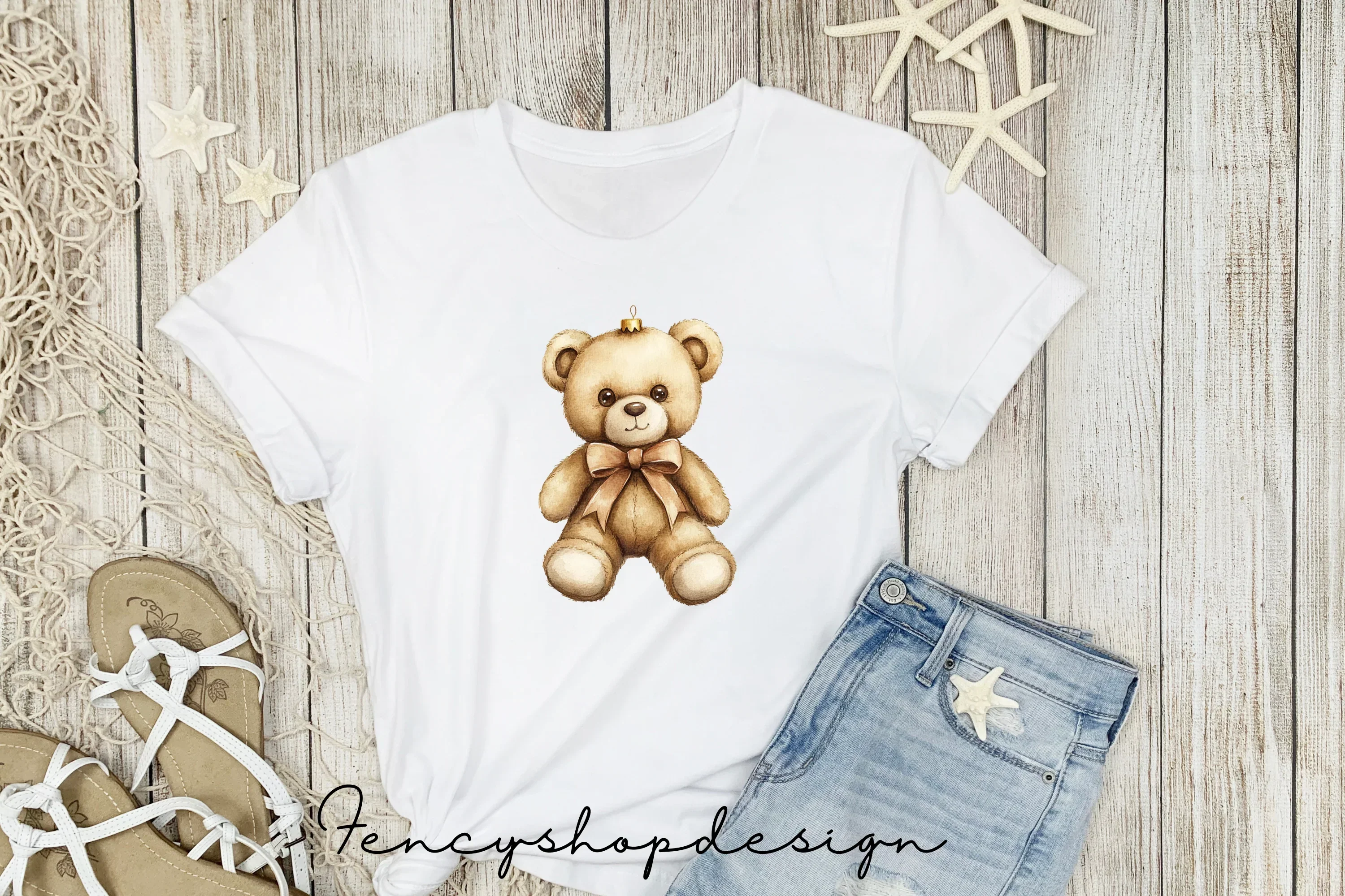 Teddy Bear Christmas Ornaments Clipart Bundle - Image 5