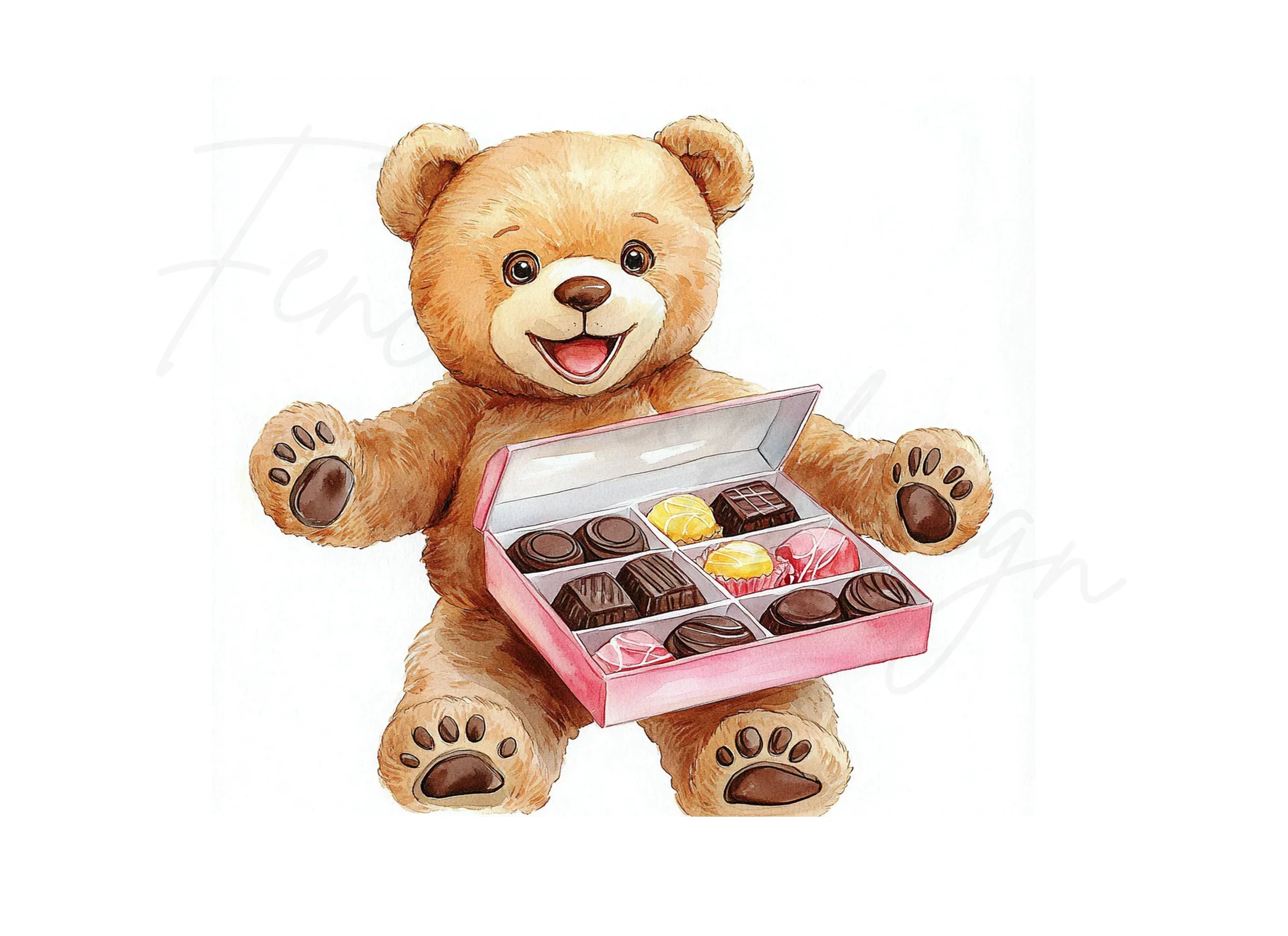 Teddy Bear with Box of Chocolates Clipart Bundle - Image 3