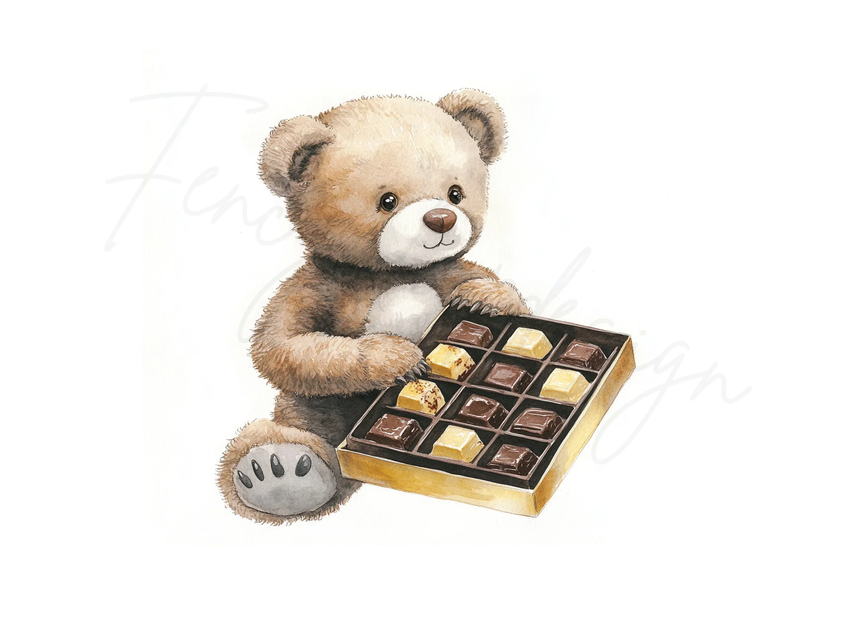 Teddy Bear with Chocolate Box Clipart Bundle - Image 2