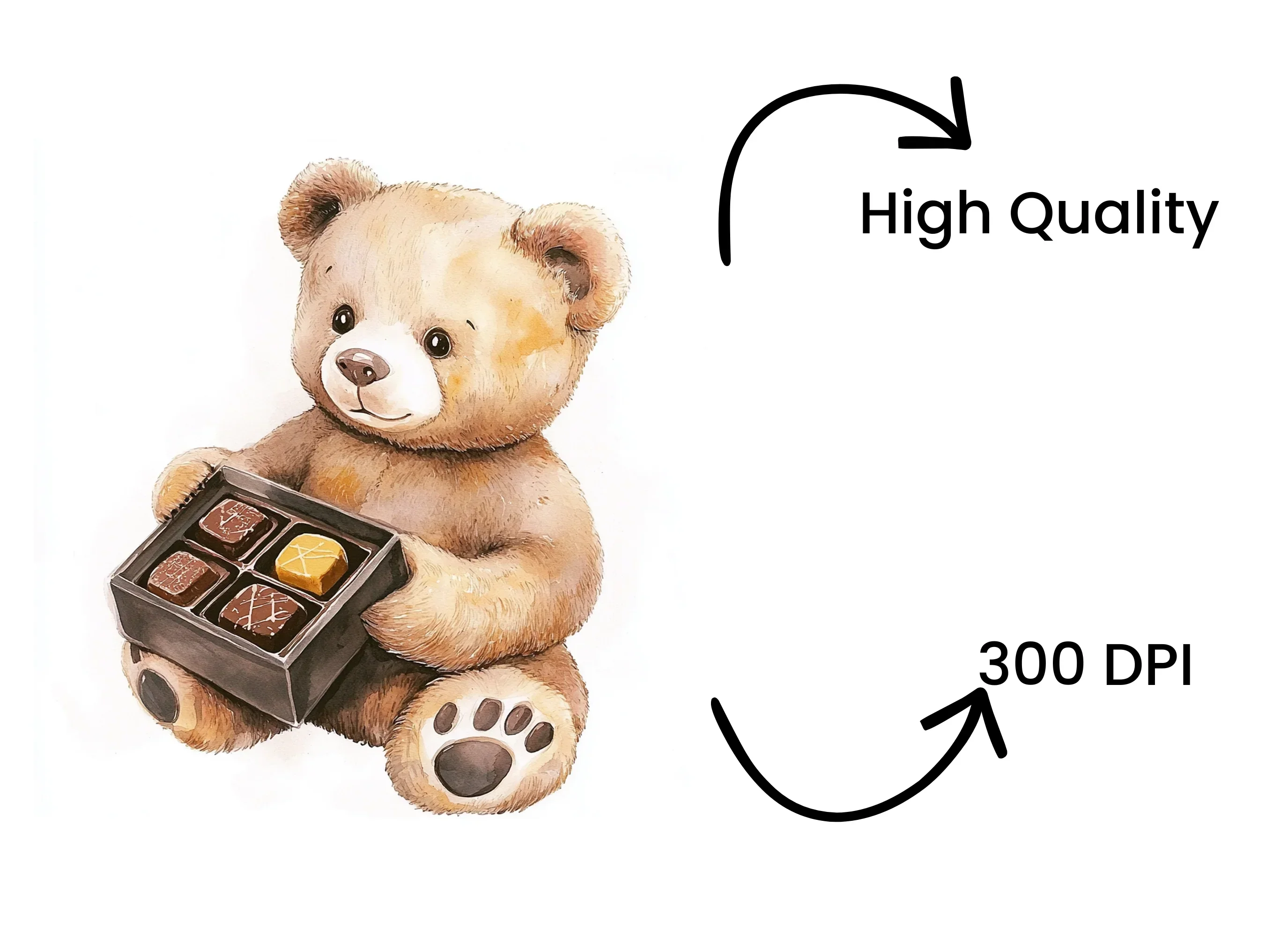 Teddy Bear with Chocolate Box Clipart Bundle - Image 4