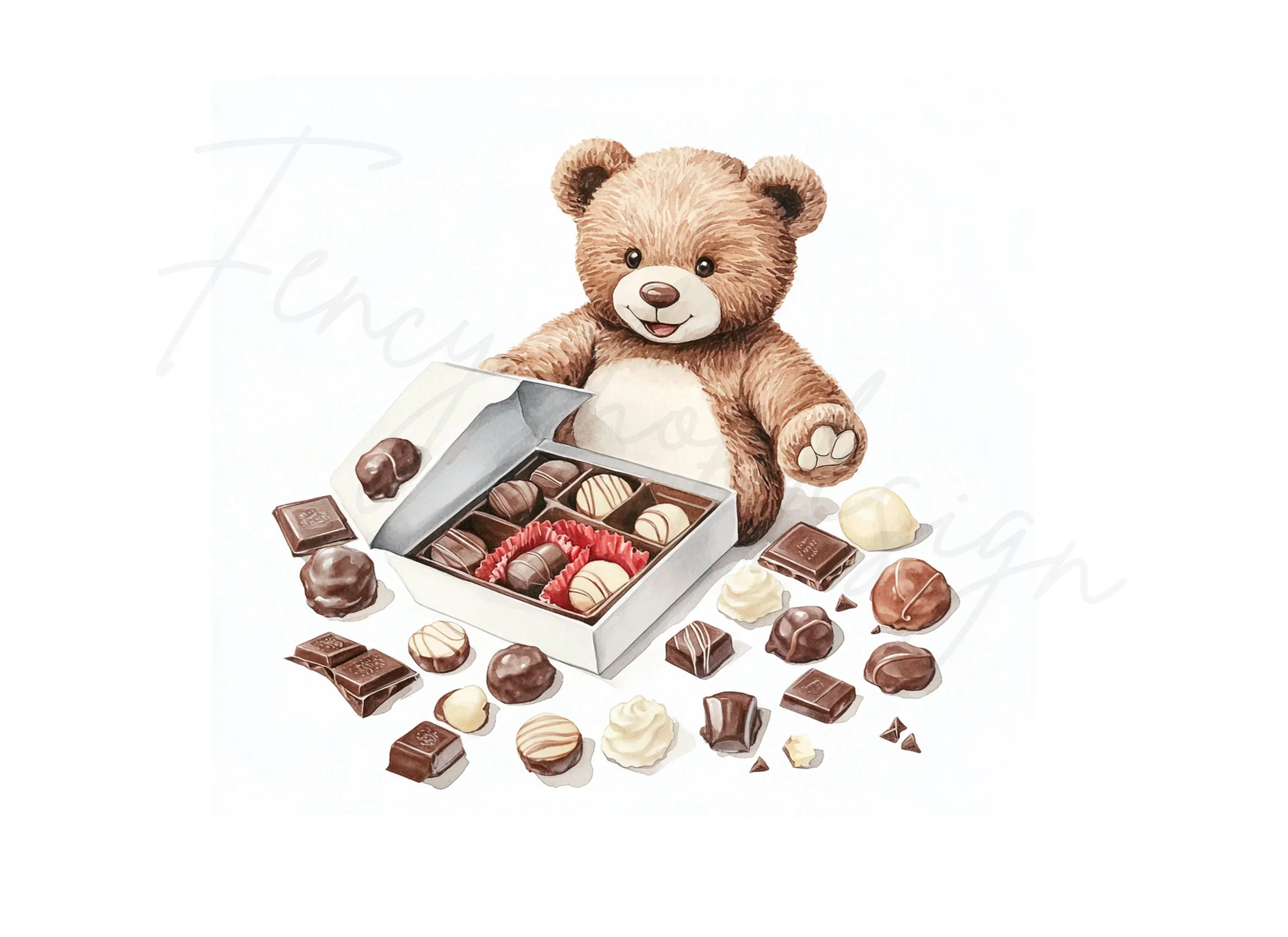 Teddy Bear with Chocolate Box Clipart Bundle - Image 3