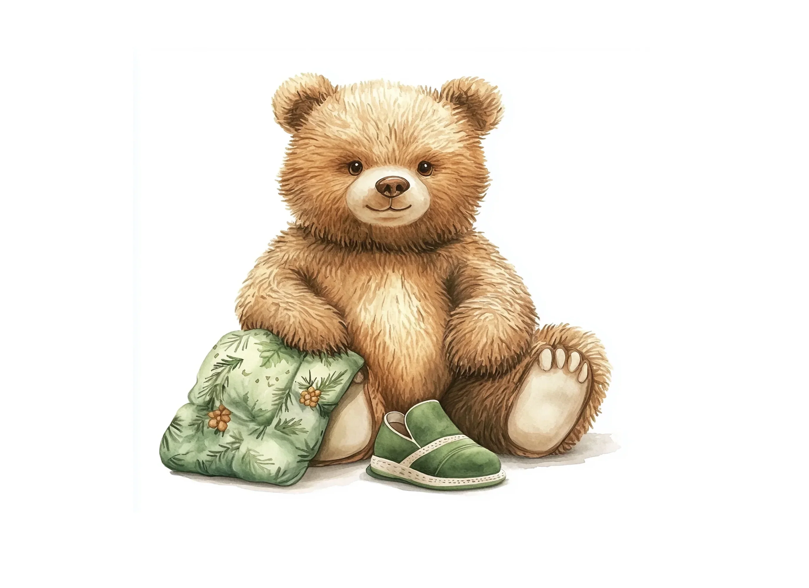 Teddy Bear with Green Pillow and Shoes Clipart Bundle - Image 3