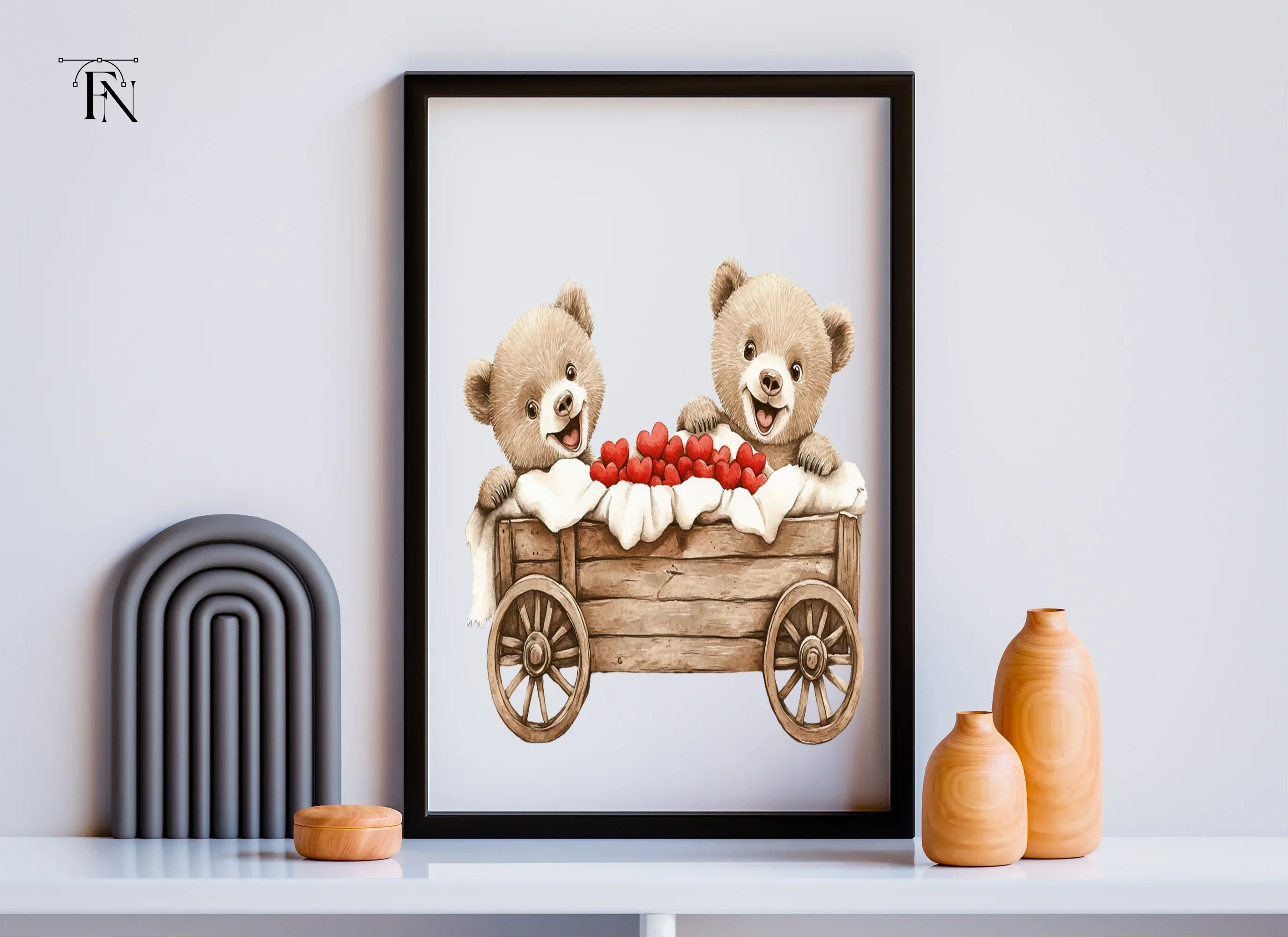 Teddy Bears in Wooden Wagon Clipart Bundle - Image 4