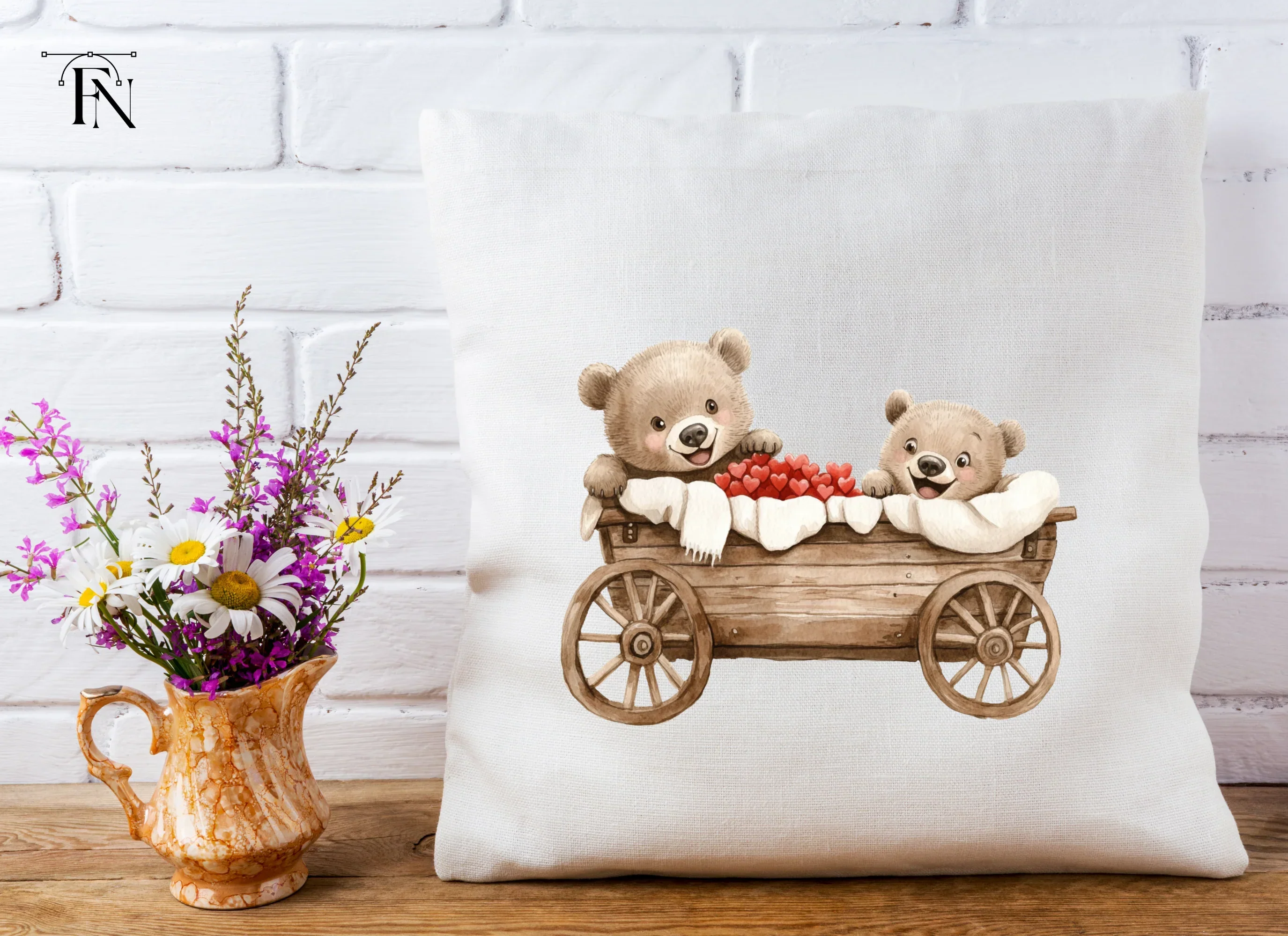 Teddy Bears in Wooden Wagon Clipart Bundle - Image 5