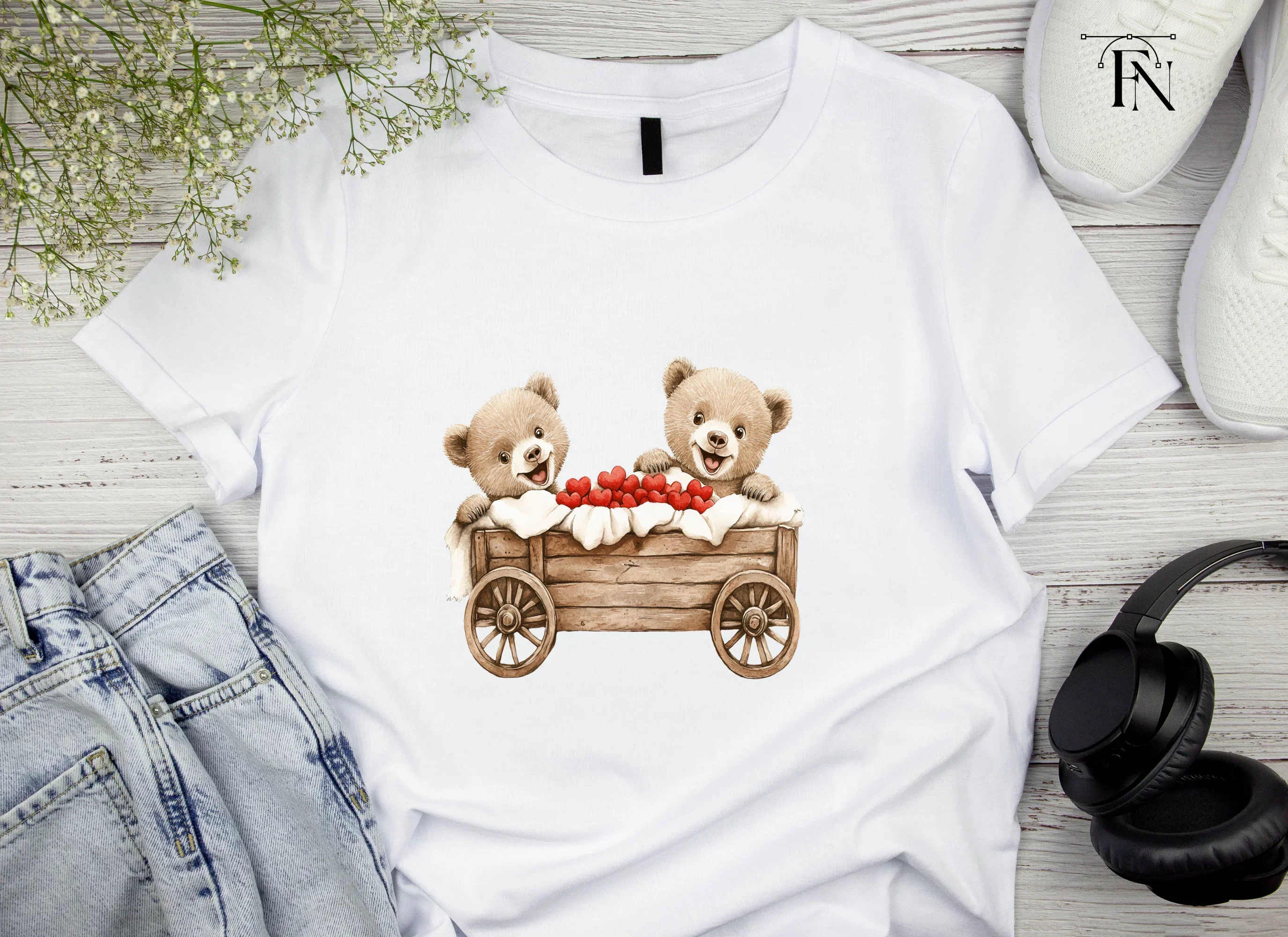 Teddy Bears in Wooden Wagon Clipart Bundle - Image 6