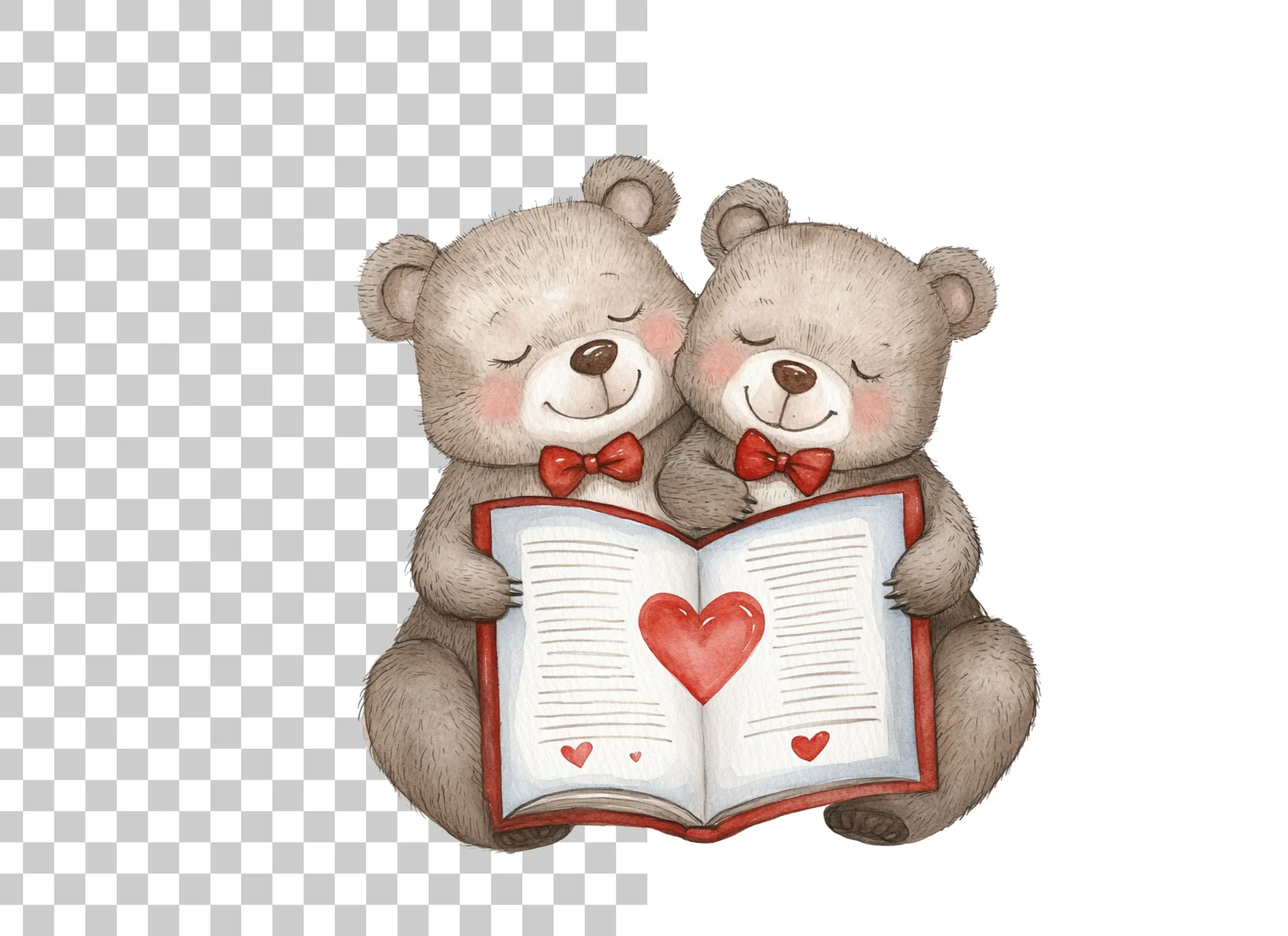 Teddy Bears Reading Love Story Clipart Bundle - Image 2