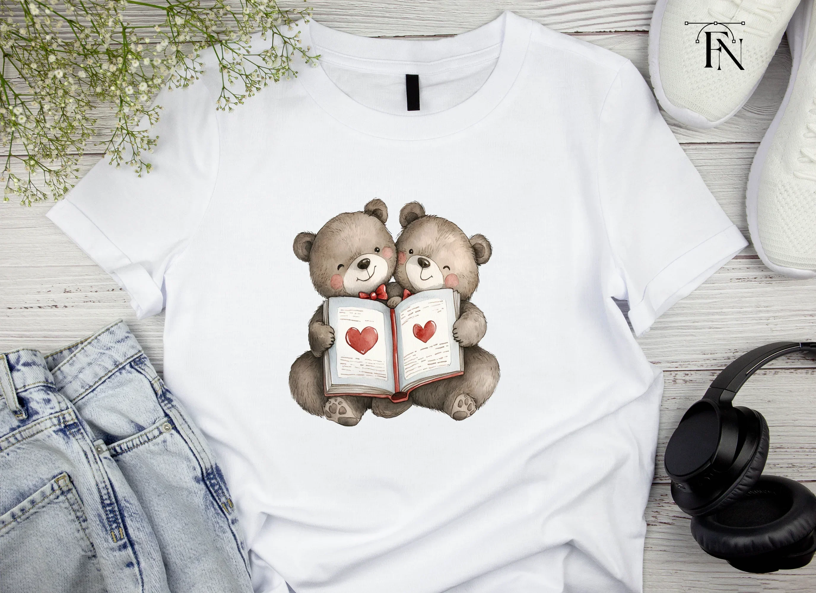 Teddy Bears Reading Love Story Clipart Bundle - Image 4