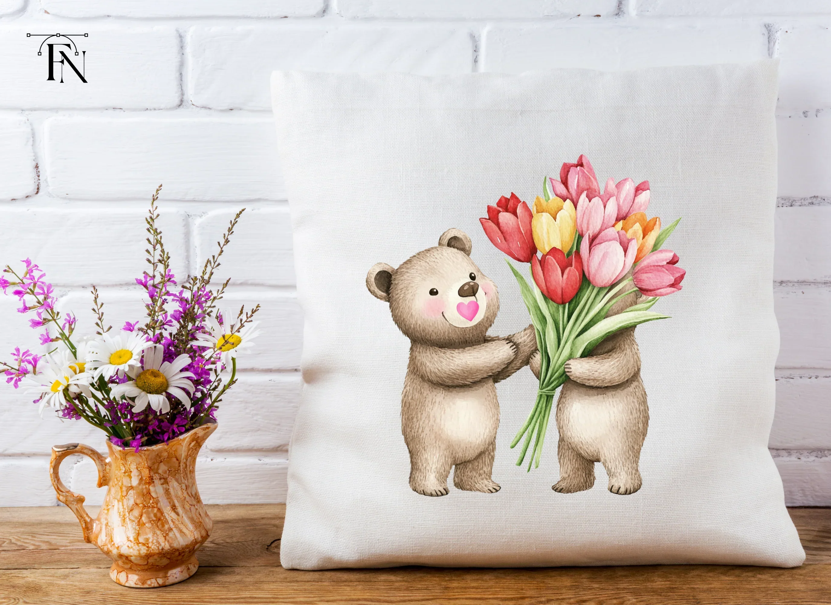 Teddy Bears with Tulip Bouquets Clipart Bundle - Image 5
