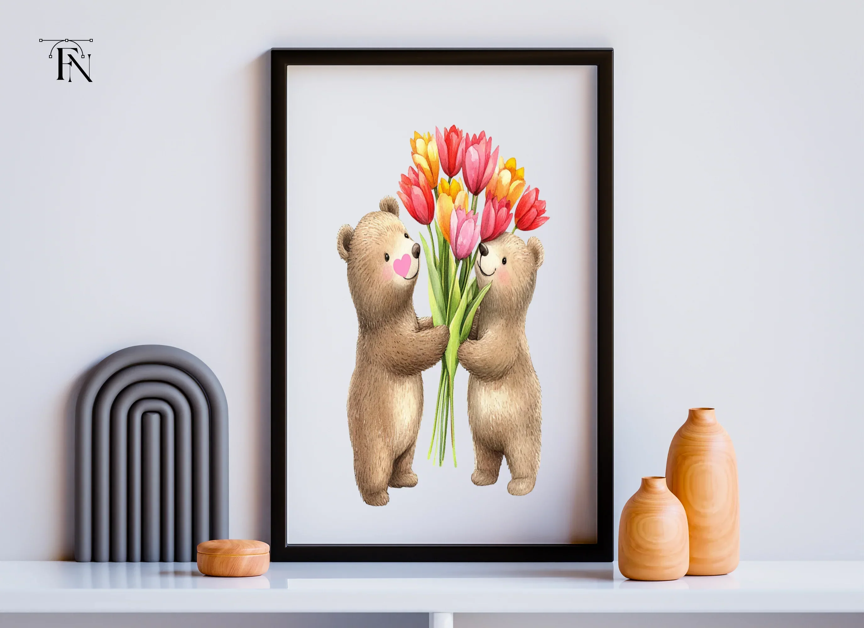 Teddy Bears with Tulip Bouquets Clipart Bundle - Image 6
