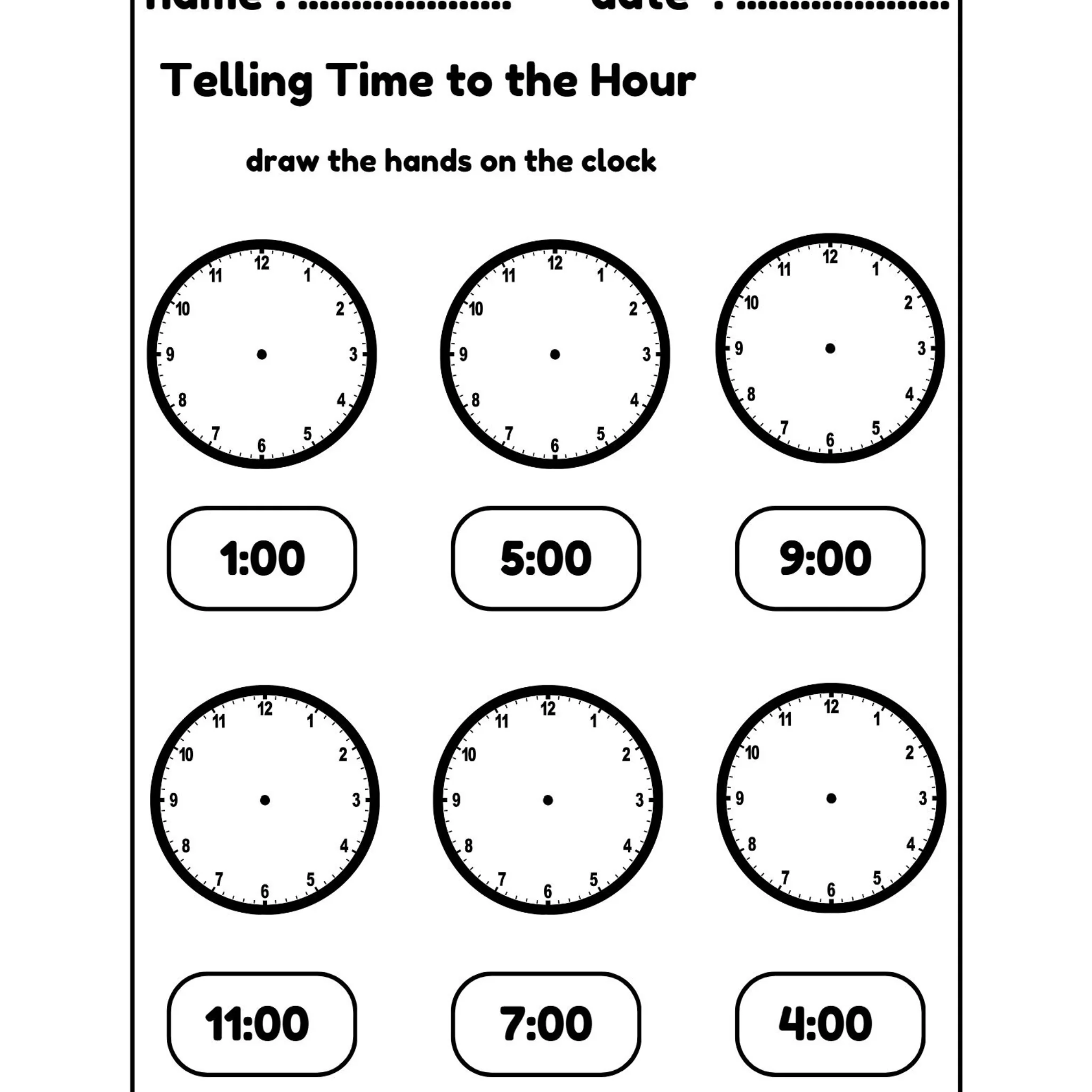 Telling Time to the Hour and Half Hour Worksheets - Image 4