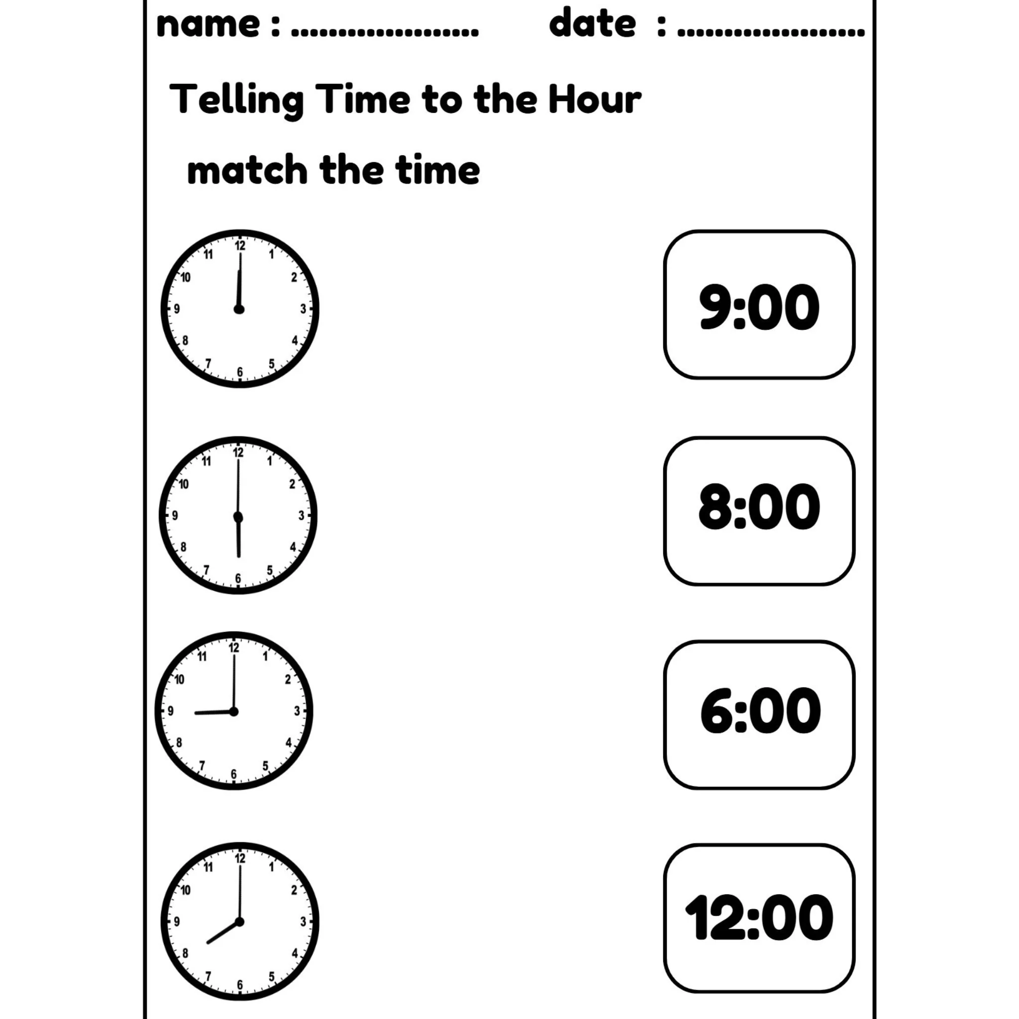 Telling Time to the Hour and Half Hour Worksheets - Image 5